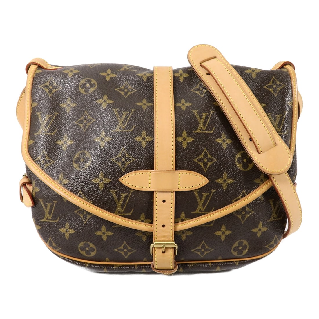 Louis Vuitton Saumur 30 Monogram Brown Shoulder Bag M40710 GHW: Louis Vuitton Saumur 30 Monogram Brown Shoulder Bag M40710 GHW This Louis Vuitton Saumur 30 shoulder bag features the brand's iconic monogram pattern in brown PVC coated canvas. The bag is designed wi