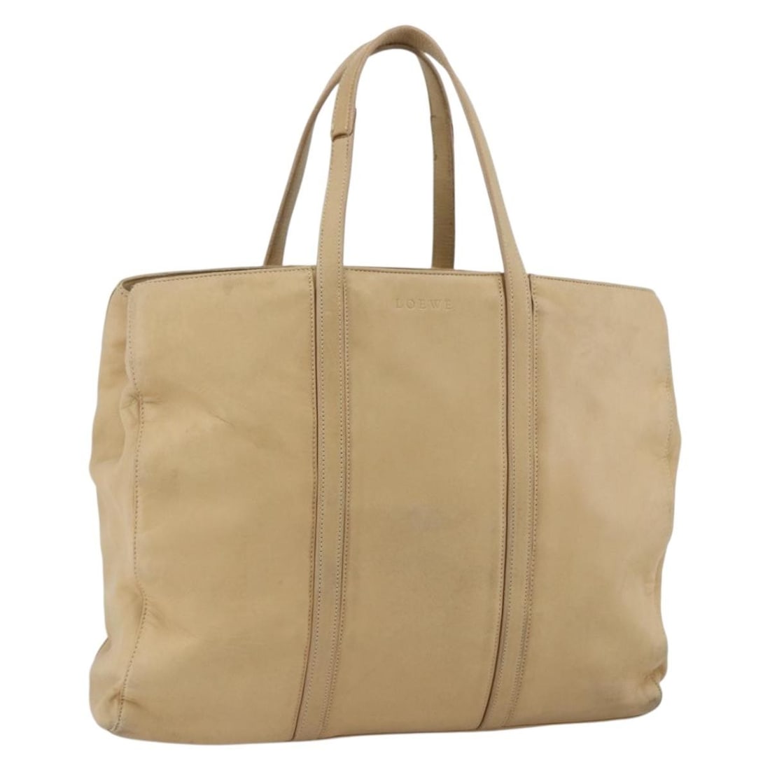 Loewe Beige and Gold Leather Tote Bag for Women: Loewe Beige and Gold Leather Tote Bag for Women This LOEWE tote bag features a beige and gold leather exterior and is designed for women. The bag has a spacious interior, dual handles, and was made in