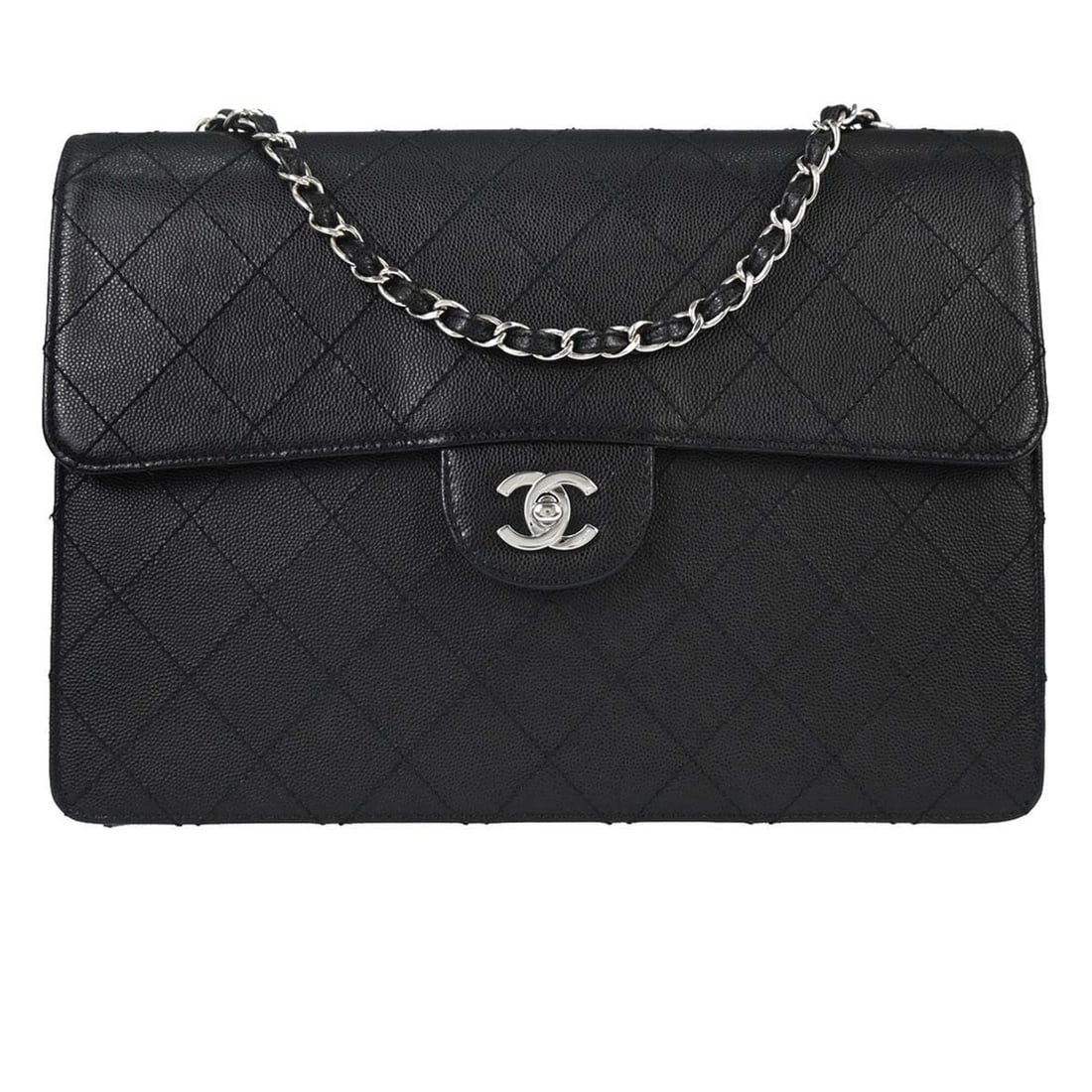 CHANEL Jumbo Classic Flap Shoulder Bag Black Caviar Leather (1 of 16)