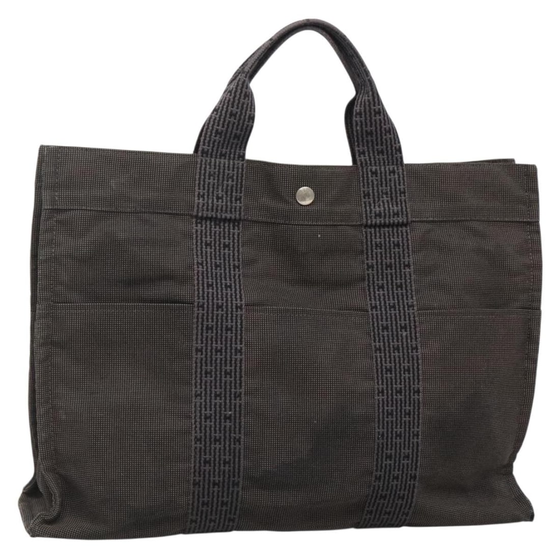 HERMES Her Line Gray Silver Canvas Tote Bag Authenticated (1 of 18)