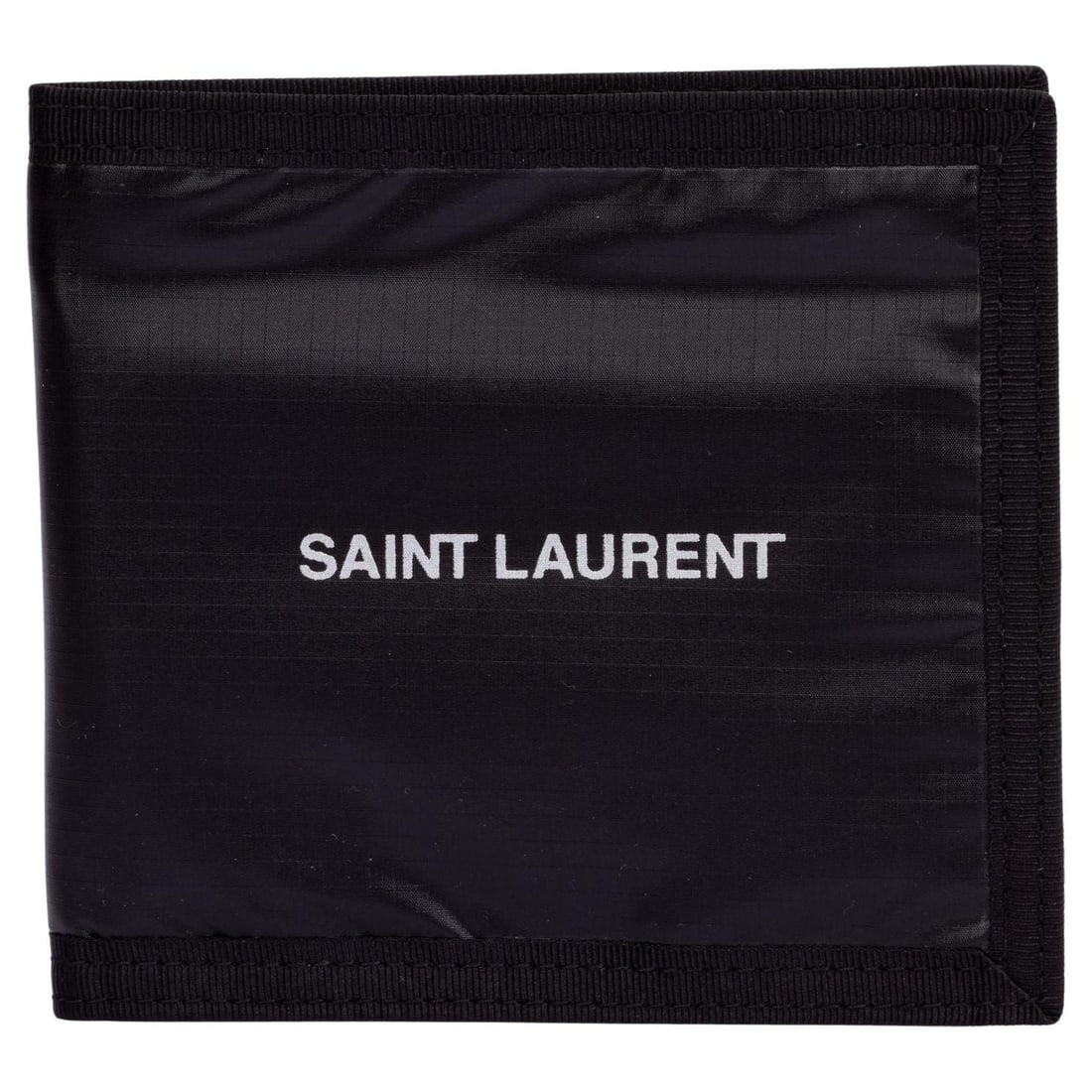 Yves Saint Laurent Black Bifold Wallet NIB Italy 21st Century: Yves Saint Laurent Black Bifold Wallet NIB Italy 21st Century Introducing a brand new bifold wallet from Yves Saint Laurent, crafted in elegant black technical fabric. This wallet is both stylish and 