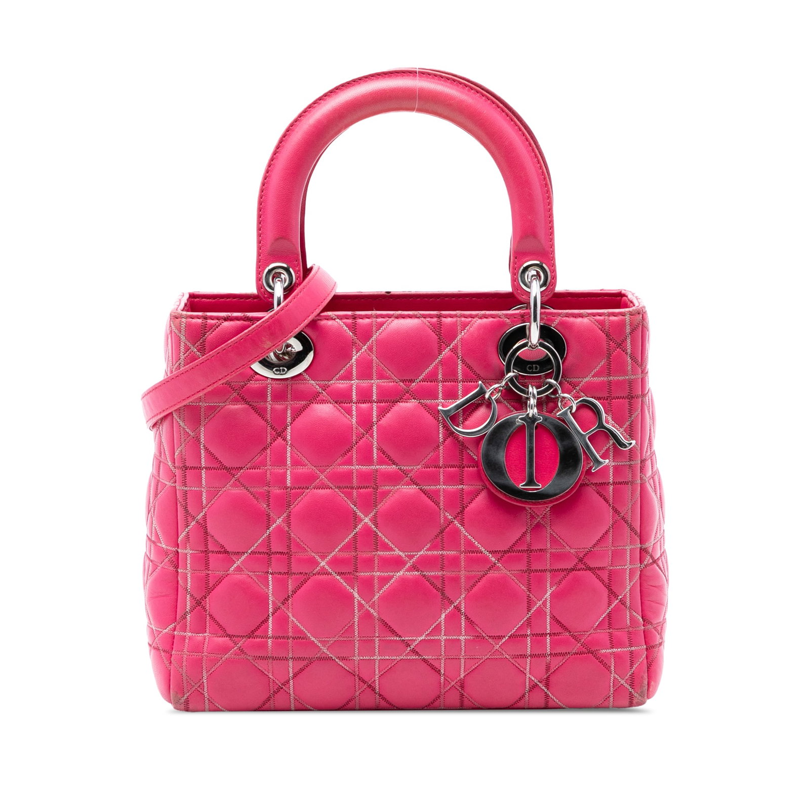 Dior Medium Lady Cannage Pink Lambskin Tote (1 of 7)