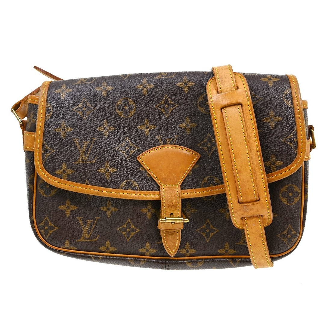 Louis Vuitton Sologne Monogram Canvas Crossbody Shoulder Bag M42250: Louis Vuitton Sologne Monogram Canvas Crossbody Shoulder Bag M42250 Louis Vuitton Sologne shoulder bag in brown Monogram canvas with leather trim and a flap buckle closure. Designed with an adjustable