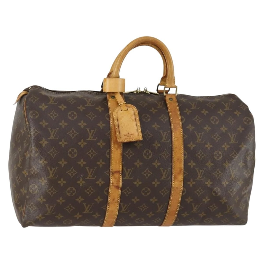 Louis Vuitton M41426 Keepall 50 Monogram Canvas Boston Bag: Louis Vuitton M41426 Keepall 50 Monogram Canvas Boston Bag Louis Vuitton Keepall 50 Boston bag in Monogram canvas, model M41426, made in France. This women's bag includes a name tag and Powanie. Condi