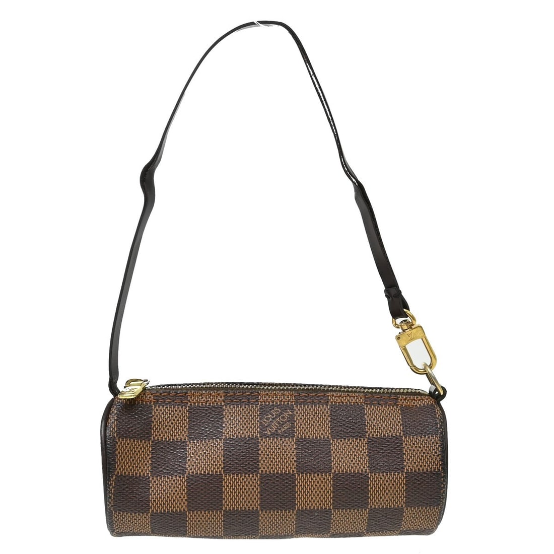 Louis Vuitton Papillon micro handbag with attached pouch: Louis Vuitton Papillon micro handbag with attached pouch Vintage Louis Vuitton Papillon attached pouch bag in brown Damier canvas with leather top handle and zip closure. This micro handbag shows reas