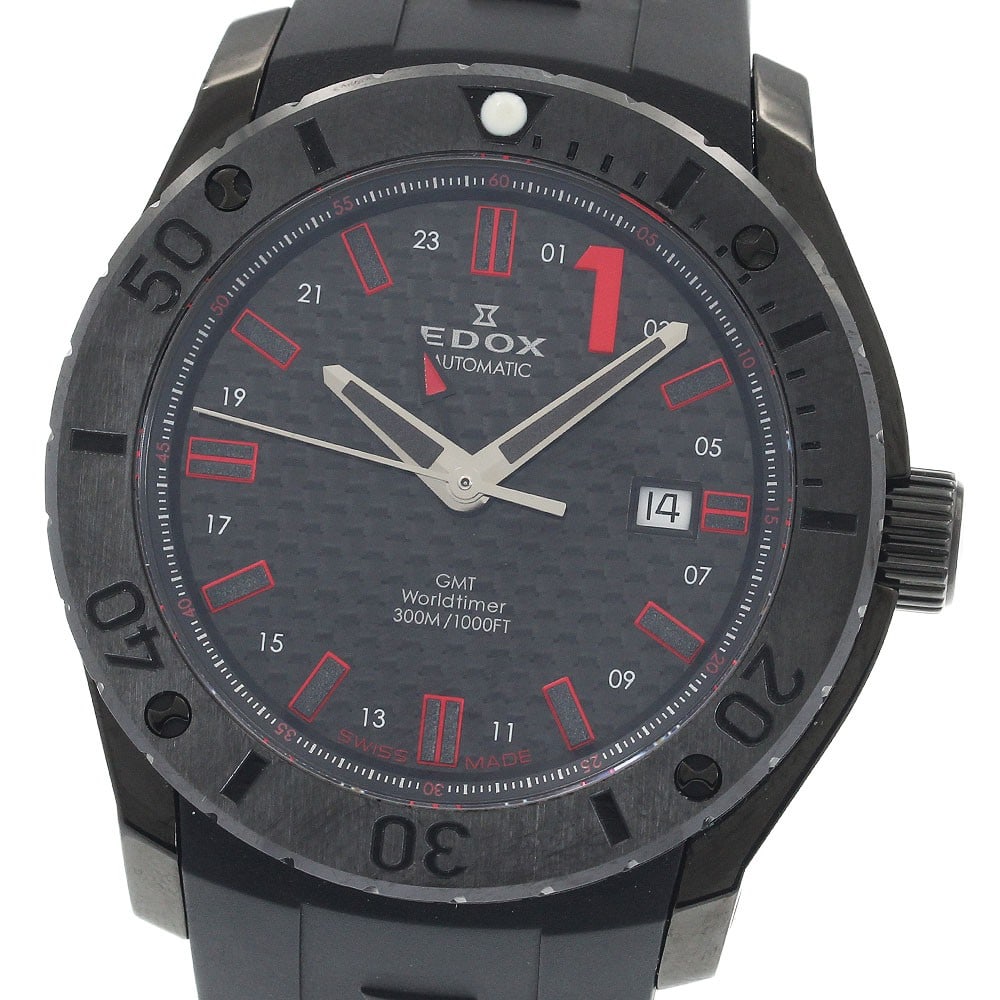 EDOX Chrono Offshore 1 300m Automatic Date Men's Watch: EDOX Chrono Offshore 1 300m Automatic Date Men's Watch This EDOX Chrono Offshore 1 300m men's wristwatch features a robust stainless steel and ceramic case paired with a black dial and a durable rubbe