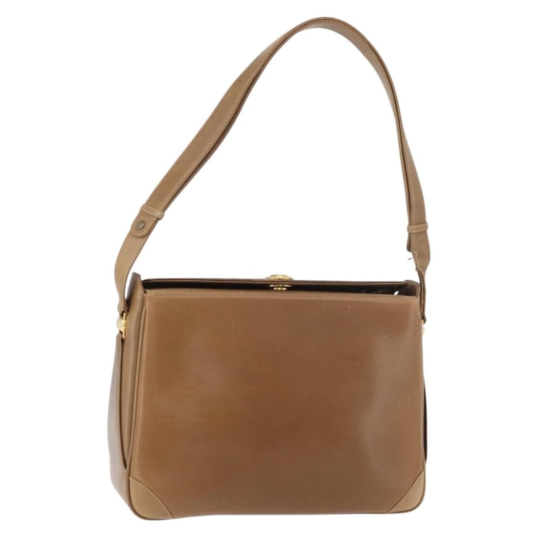Gucci Brown Leather Shoulder Bag with Gold Tone Hardware: Gucci Brown Leather Shoulder Bag with Gold Tone Hardware Gucci shoulder bag in brown leather with gold-tone accents. Made in Italy, this women's bag has an adjustable shoulder drop and comes only with