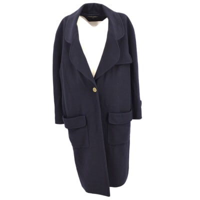 Chanel Navy Cashmere Long Coat Single Breasted (1 of 12)