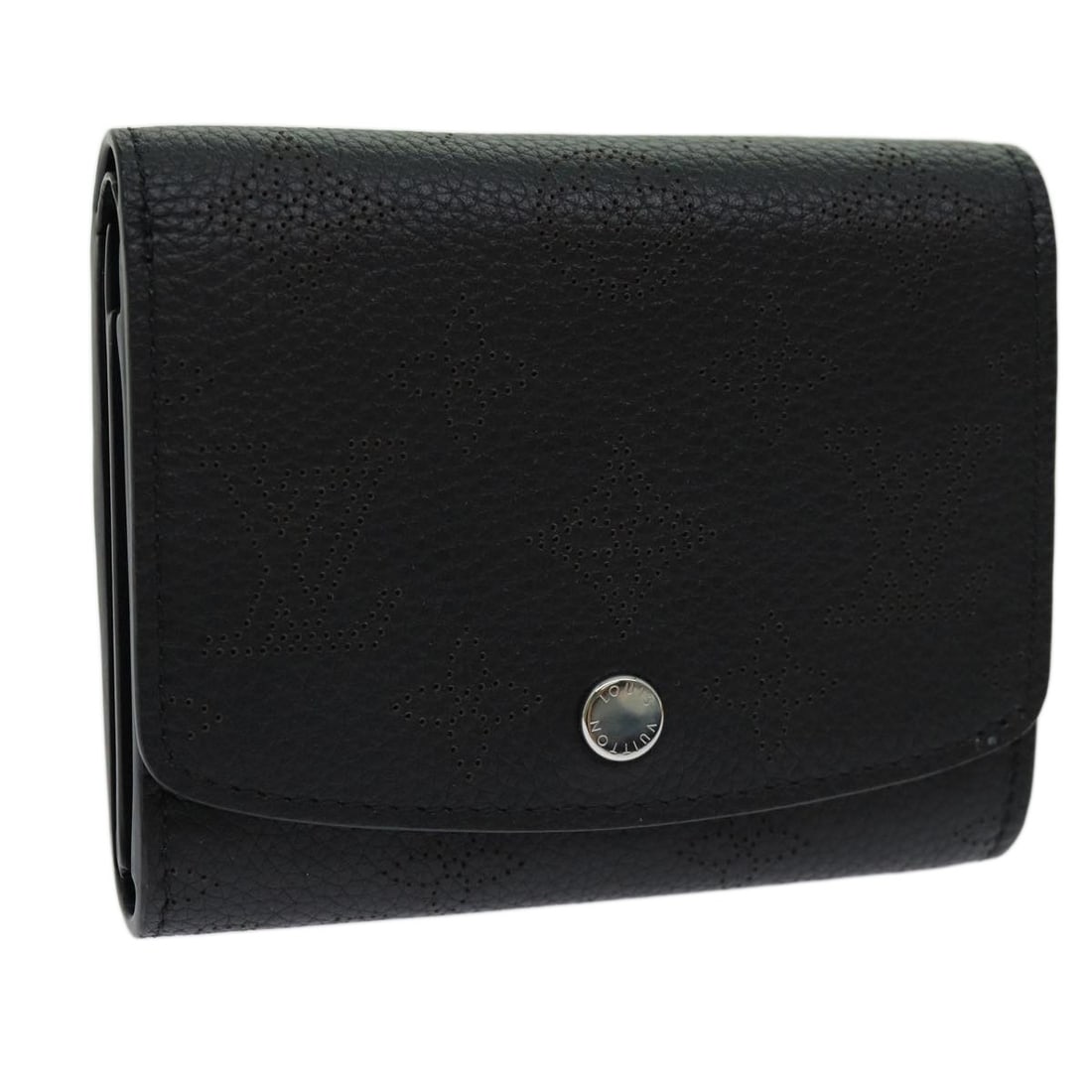 Louis Vuitton M62540 Iris Compact Wallet Mahina Leather Noir: Louis Vuitton M62540 Iris Compact Wallet Mahina Leather Noir Louis Vuitton Mahina Portefeuille Iris compact wallet in Noir leather. Made in France, this women's wallet includes the dust bag and item b
