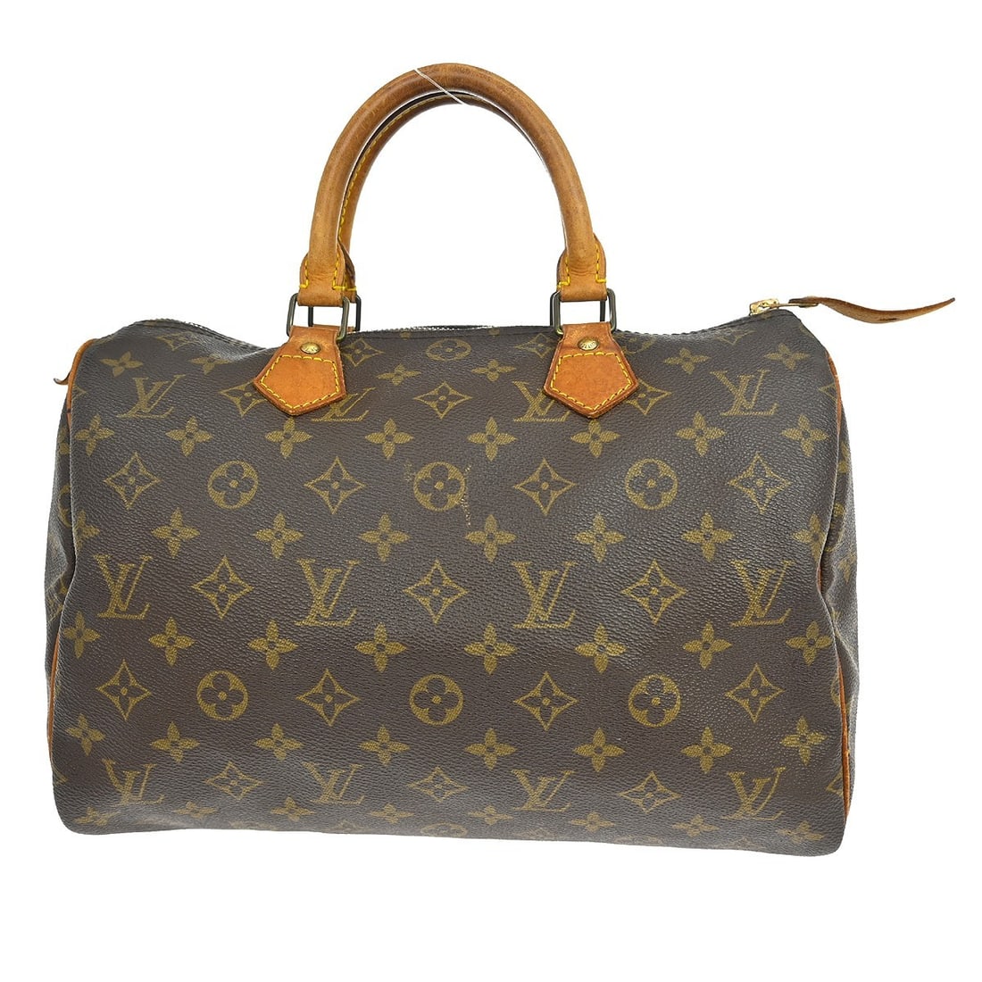 Louis Vuitton Speedy 30 Monogram Canvas Satchel M41526: Louis Vuitton Speedy 30 Monogram Canvas Satchel M41526 Vintage Louis Vuitton Speedy 30 handbag in brown Monogram canvas with leather double handles and a zip closure. This satchel/top handle bag featu