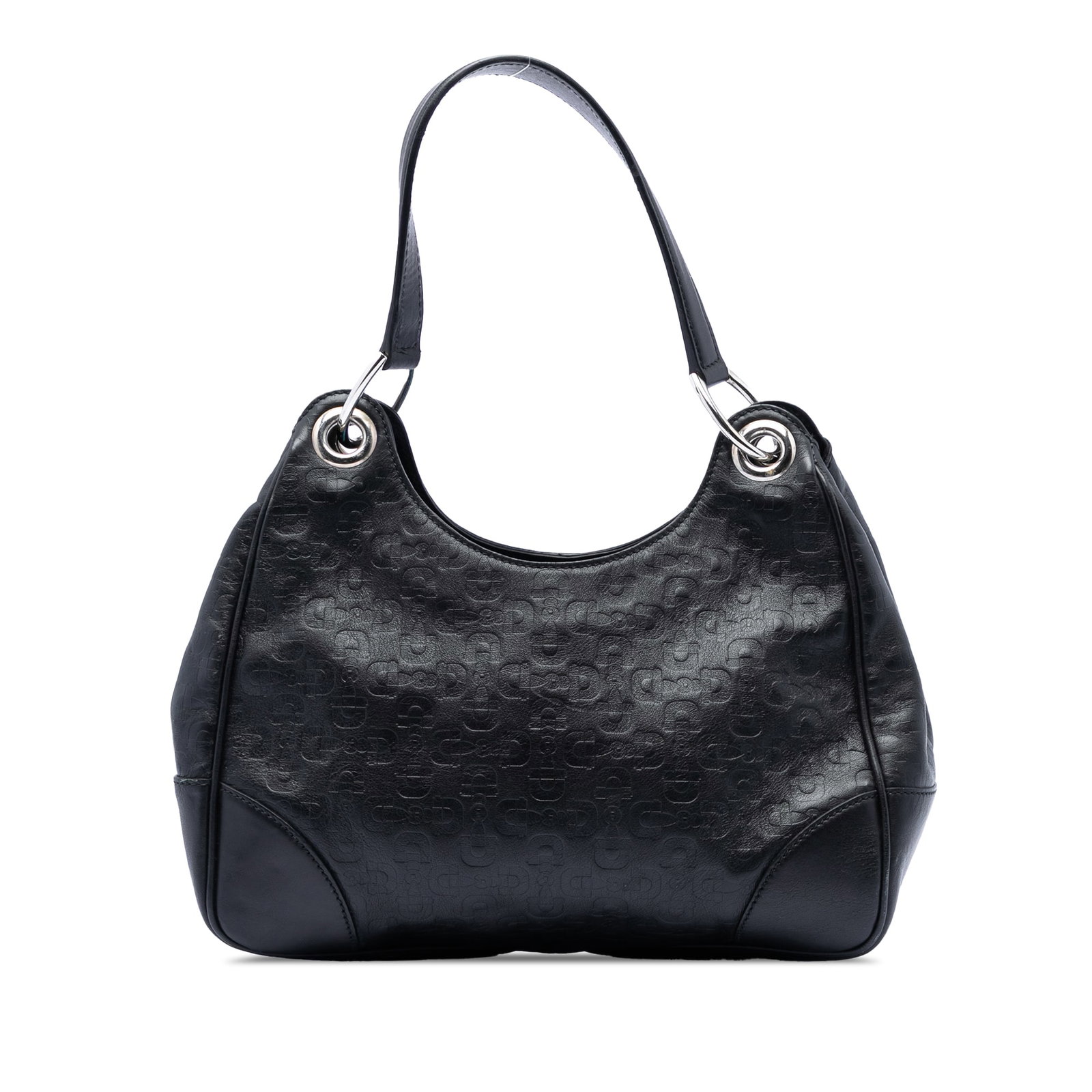 Gucci Horsebit Colbert black calfskin leather shoulder bag: Gucci Horsebit Colbert black calfskin leather shoulder bag Gucci Horsebit Calfskin Colbert Shoulder Bag in black embossed leather. This shoulder bag features a flat leather strap, an open top, and an 