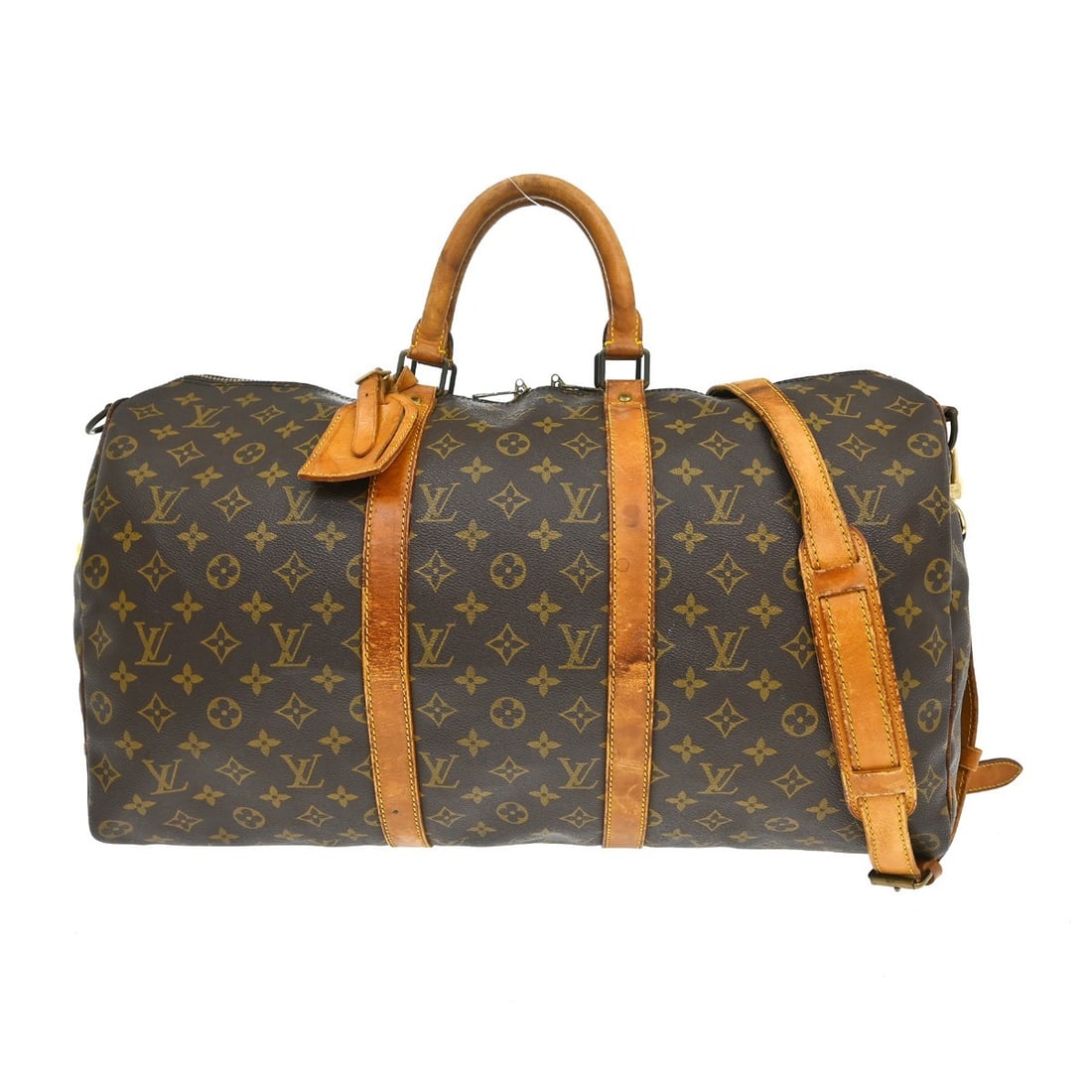 Louis Vuitton Keepall Bandouliere 50 Monogram Travel Bag M41416: Louis Vuitton Keepall Bandouliere 50 Monogram Travel Bag M41416 Vintage Louis Vuitton Keepall 50 Bandouliere handbag in Monogram canvas with leather trim and double handles. This large unisex travel b