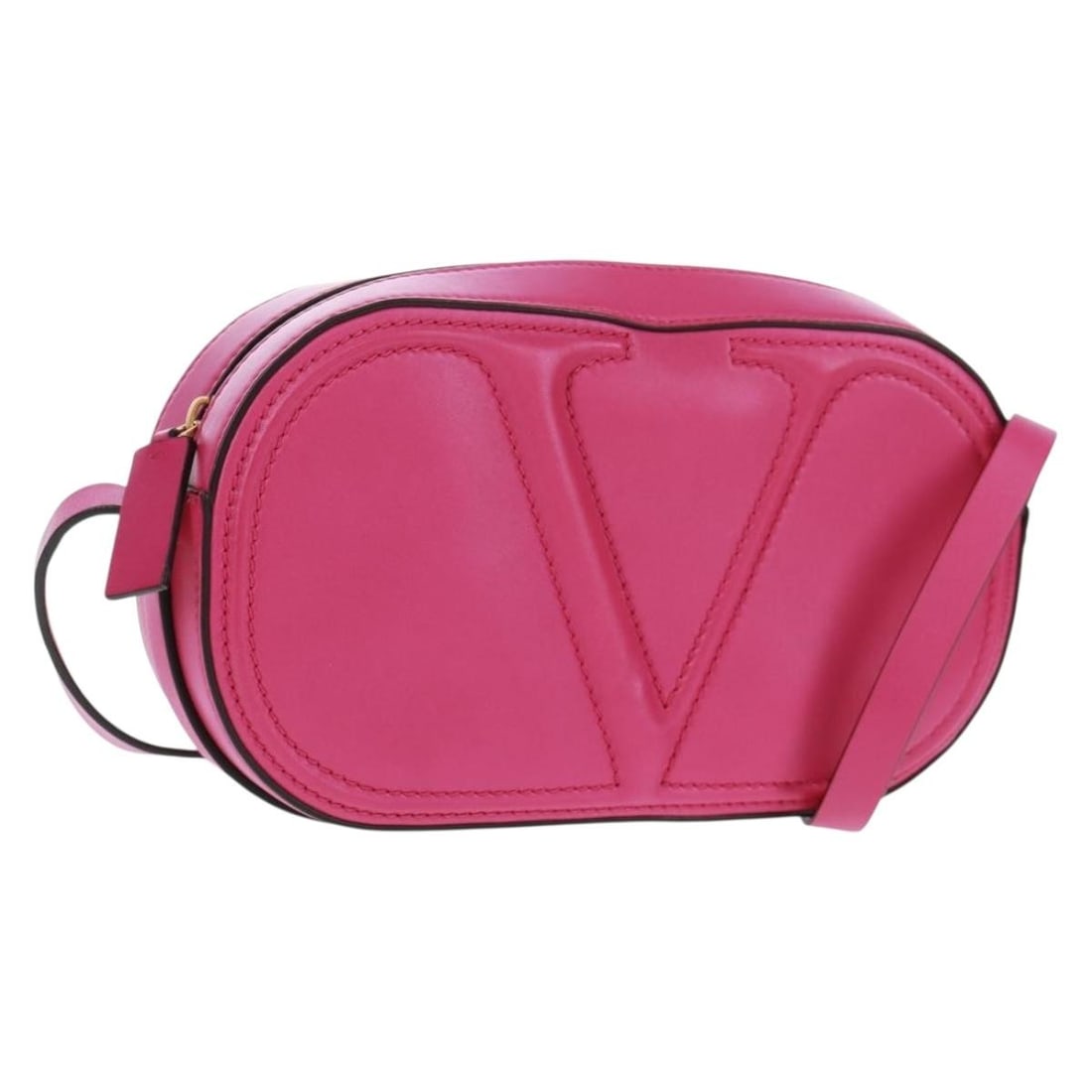 Valentino V Logo Walk Pink Leather Shoulder Bag Gold Accents Italy (1 of 18)
