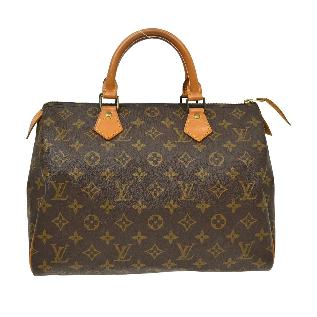 Louis Vuitton Speedy 30 Monogram Canvas Satchel M41526: Louis Vuitton Speedy 30 Monogram Canvas Satchel M41526 Vintage Louis Vuitton Speedy 30 handbag in brown monogram canvas with leather double handles and a zip closure. This satchel-style top handle bag