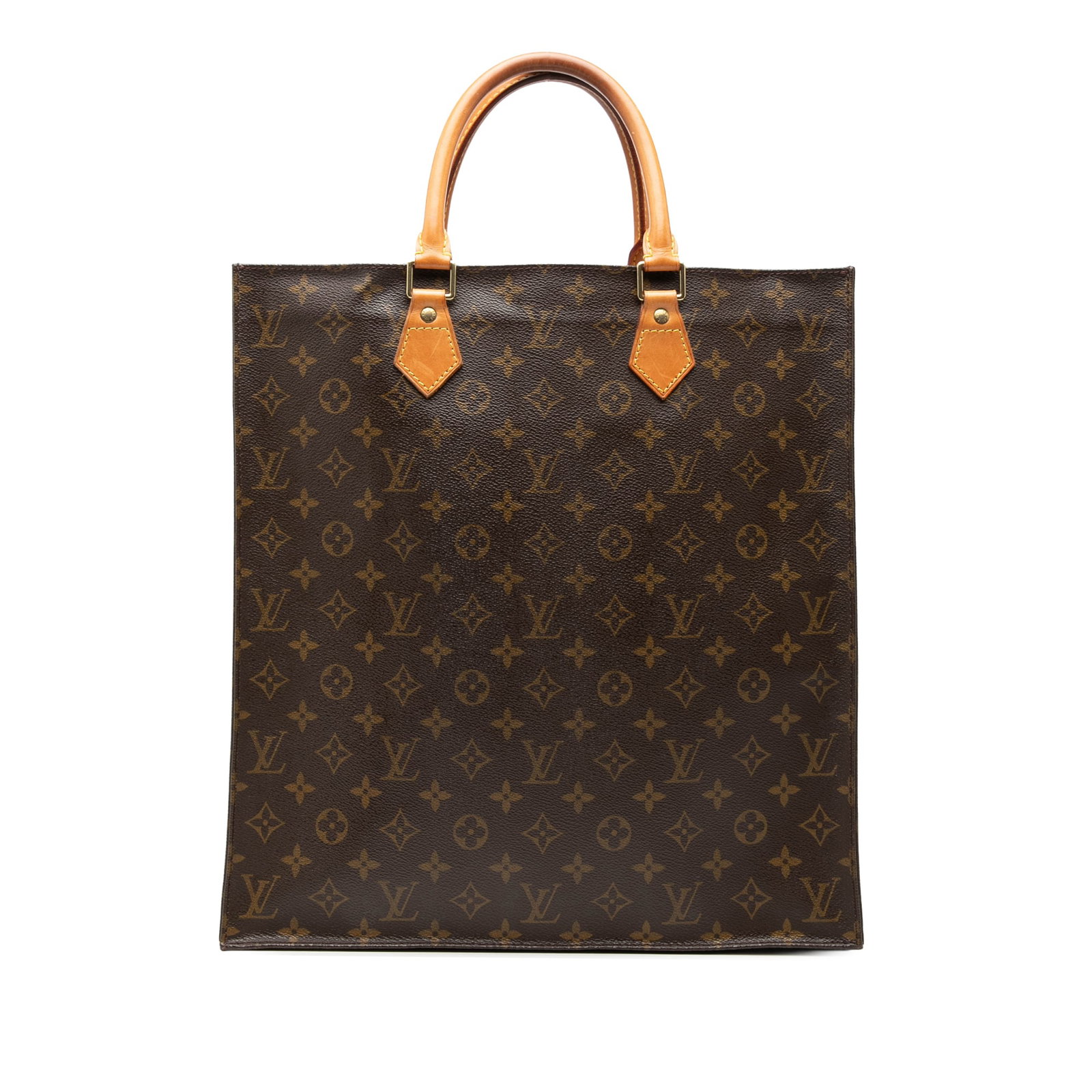Louis Vuitton Sac Plat Monogram Canvas Tote Bag: Louis Vuitton Sac Plat Monogram Canvas Tote Bag Louis Vuitton Monogram Sac Plat tote bag crafted with a monogram canvas body and rolled vachetta leather handles. The open-top design includes interior