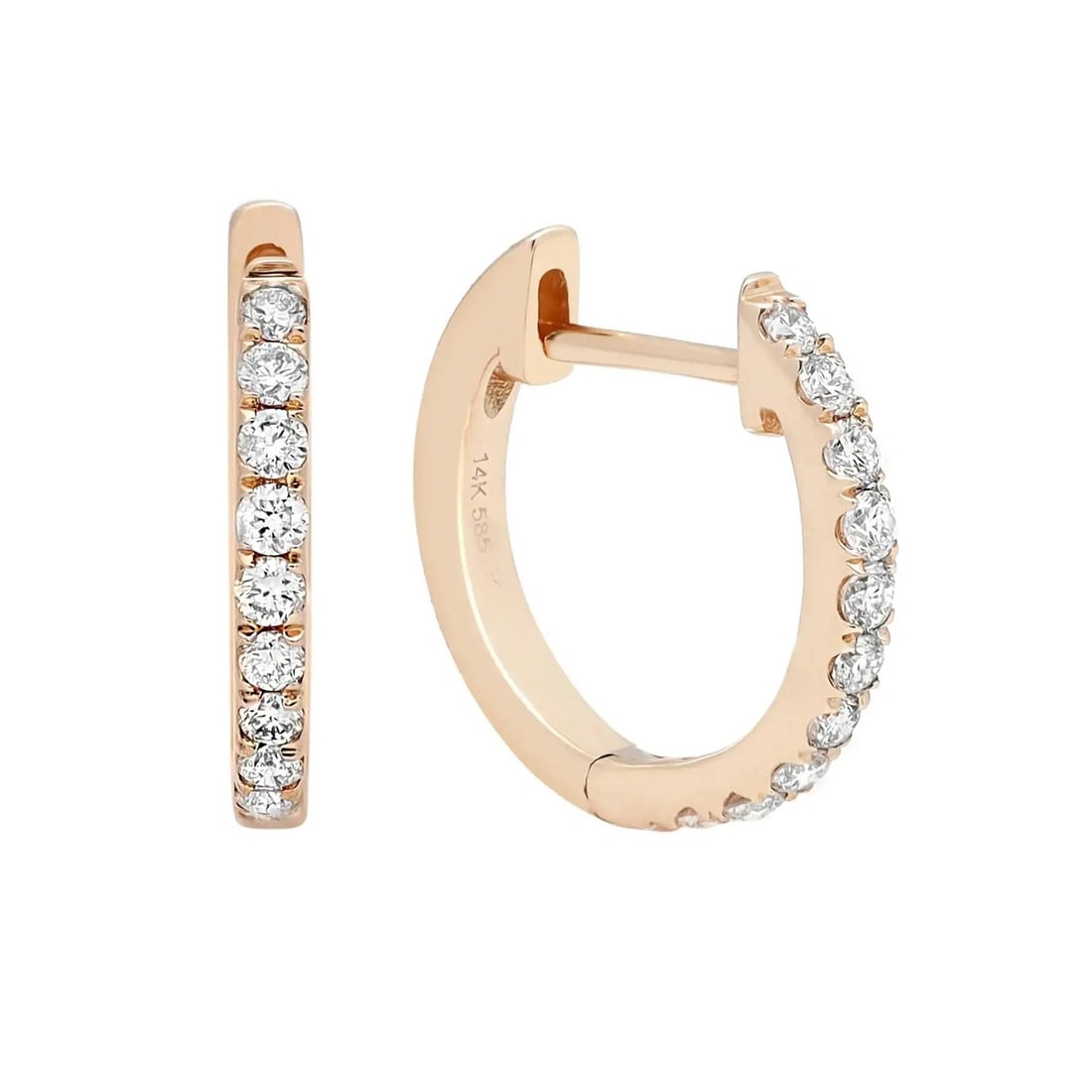 Rachel Koen 14K Yellow Gold 0.21CT Round Cut Diamond Huggie Earrings: Rachel Koen 14K Yellow Gold 0.21CT Round Cut Diamond Huggie Earrings Elevate your style with these stunning Rachel Koen huggie earrings, crafted from lustrous 14K yellow gold. Each earring features a 