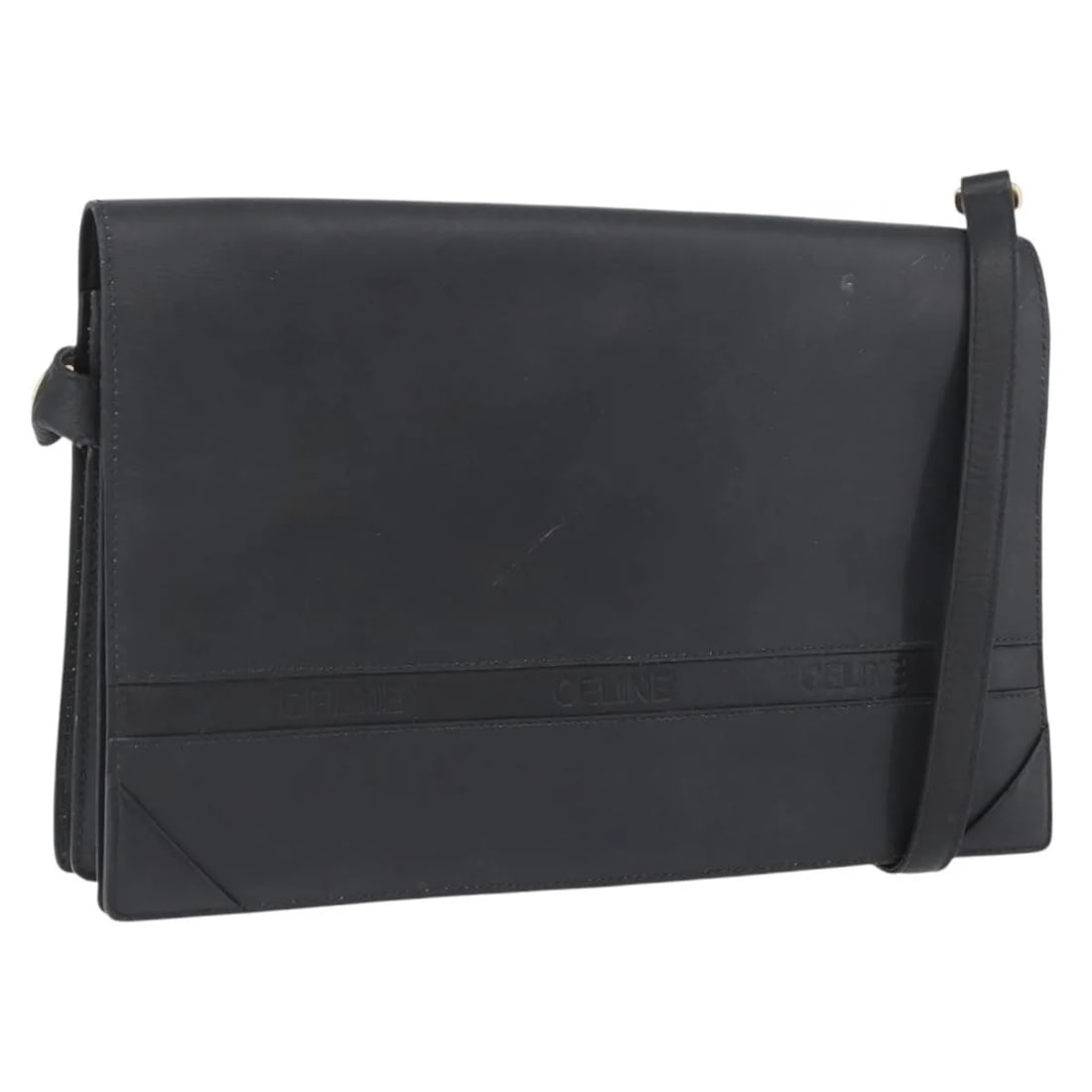 Celine Vintage Black Leather Unisex Bag Made in Italy: Celine Vintage Black Leather Unisex Bag Made in Italy Vintage Celine leather bag in black with a unisex design. Made in Italy, this piece is presented in good vintage condition with honest wear consis