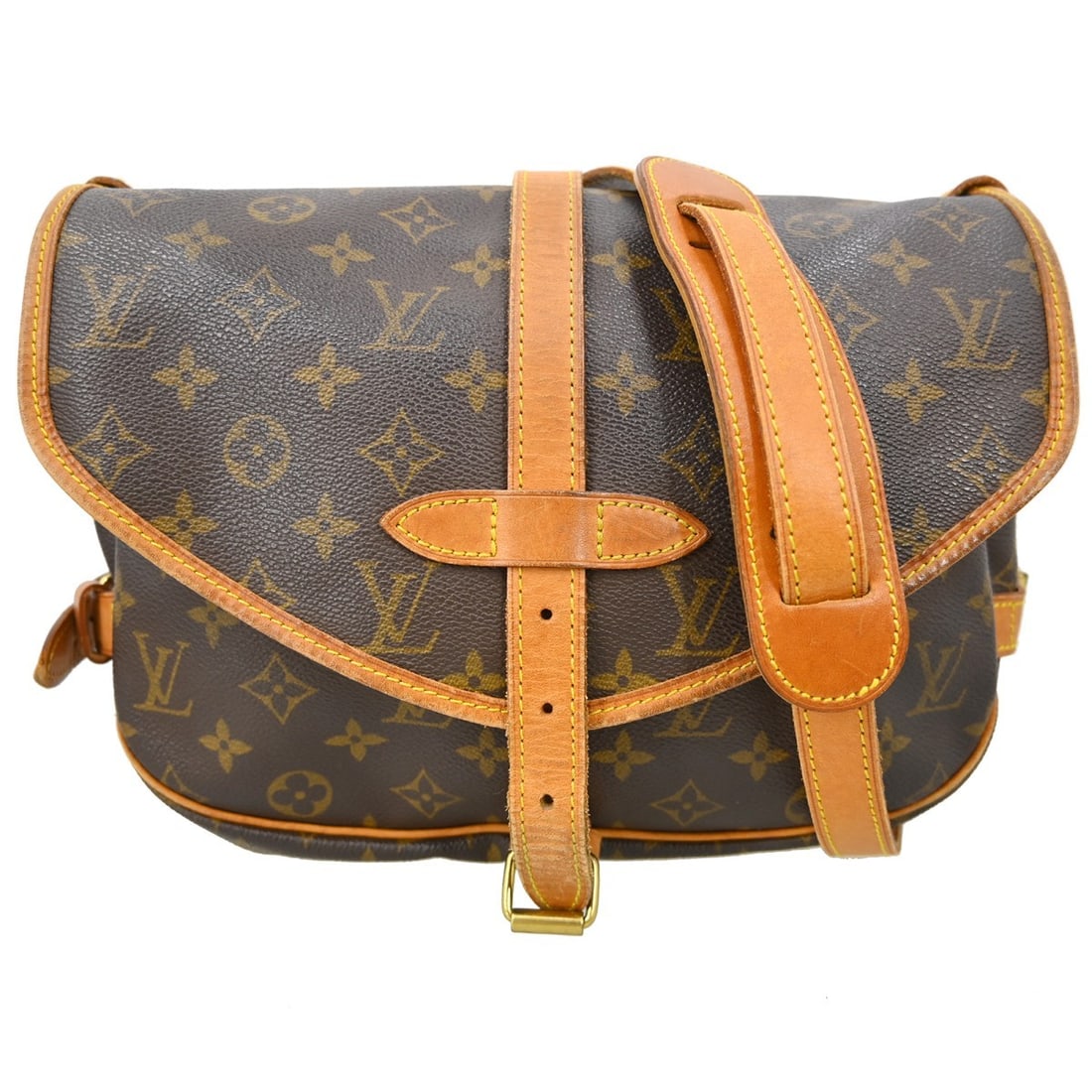 Louis Vuitton Saumur 30 Monogram Canvas Shoulder Bag M42256: Louis Vuitton Saumur 30 Monogram Canvas Shoulder Bag M42256 Vintage Louis Vuitton Saumur 30 shoulder bag in brown monogram canvas and leather. This women's medium bag features a buckle flap closure an
