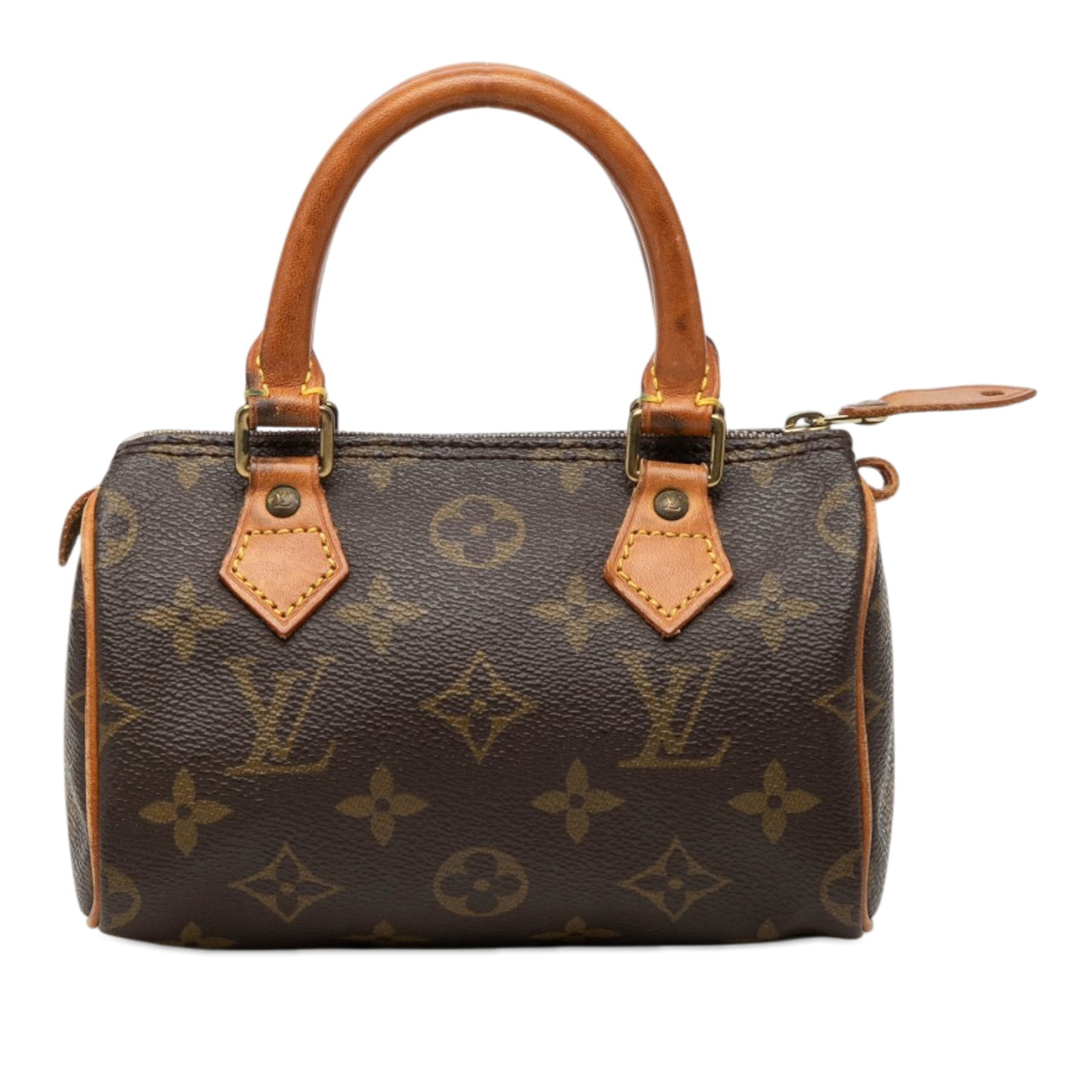 Louis Vuitton Mini Speedy HL Monogram Handbag: Louis Vuitton Mini Speedy HL Monogram Handbag Louis Vuitton Monogram Mini Speedy HL handbag crafted with a monogram canvas body, vachetta leather trim, rolled vachetta leather handles, and a top zip c