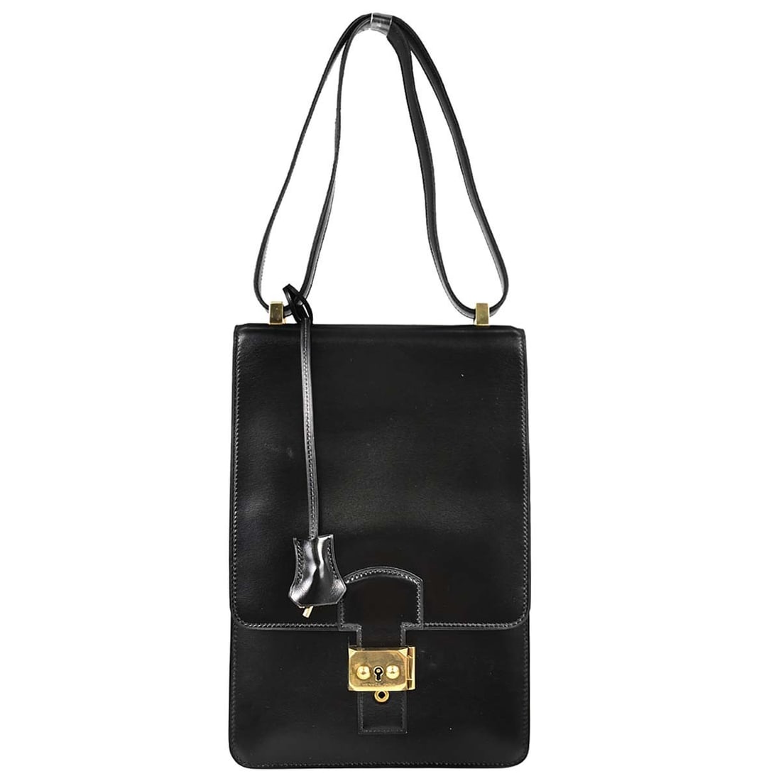 Hermes Sac a Depeches DPLG 21 Black Box Calf Shoulder Bag: Hermes Sac a Depeches DPLG 21 Black Box Calf Shoulder Bag Hermes Sac a Depeches DPLG 21 shoulder bag in black Box Calf leather. This small women's bag features a leather lining, shoulder strap, one ex