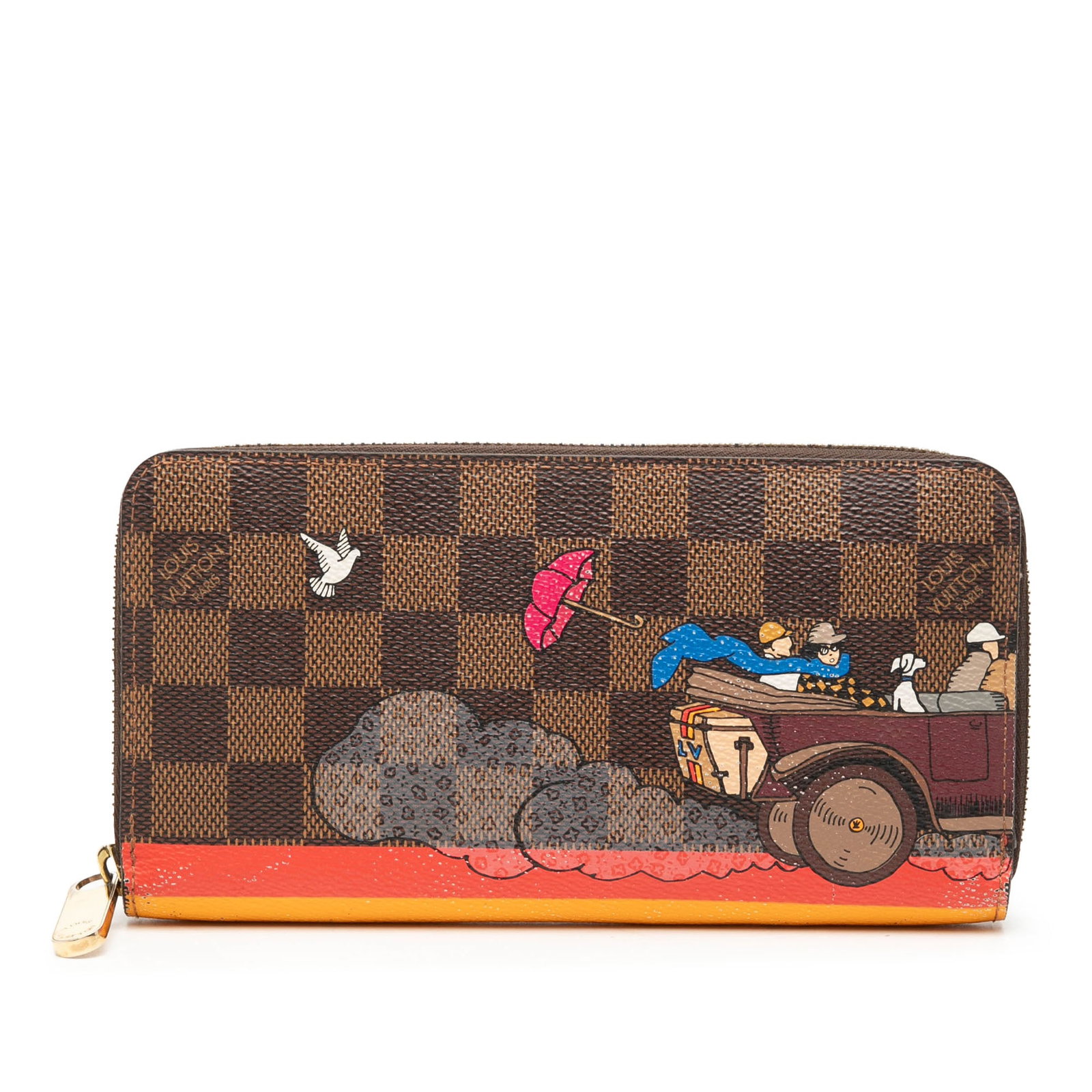 Louis Vuitton Damier Ebene Zippy Wallet Evasion Illustre: Louis Vuitton Damier Ebene Zippy Wallet Evasion Illustre This Louis Vuitton Damier Ebene Evasion Illustre Zippy Wallet features a classic brown Damier Ebene canvas exterior with a zip-around closure. 