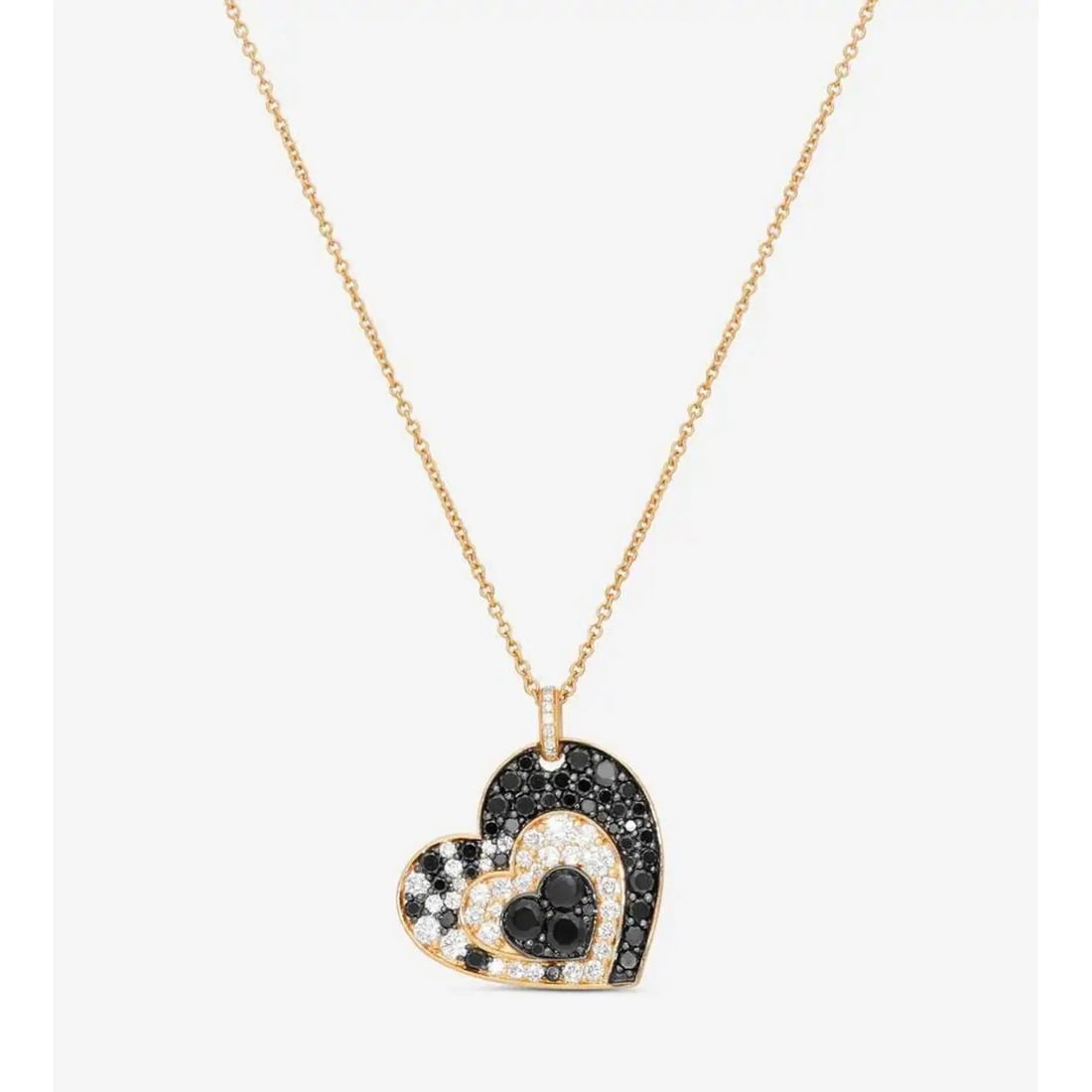 Crivelli heart pendant necklace 18k rose gold black and white diamonds (1 of 5)
