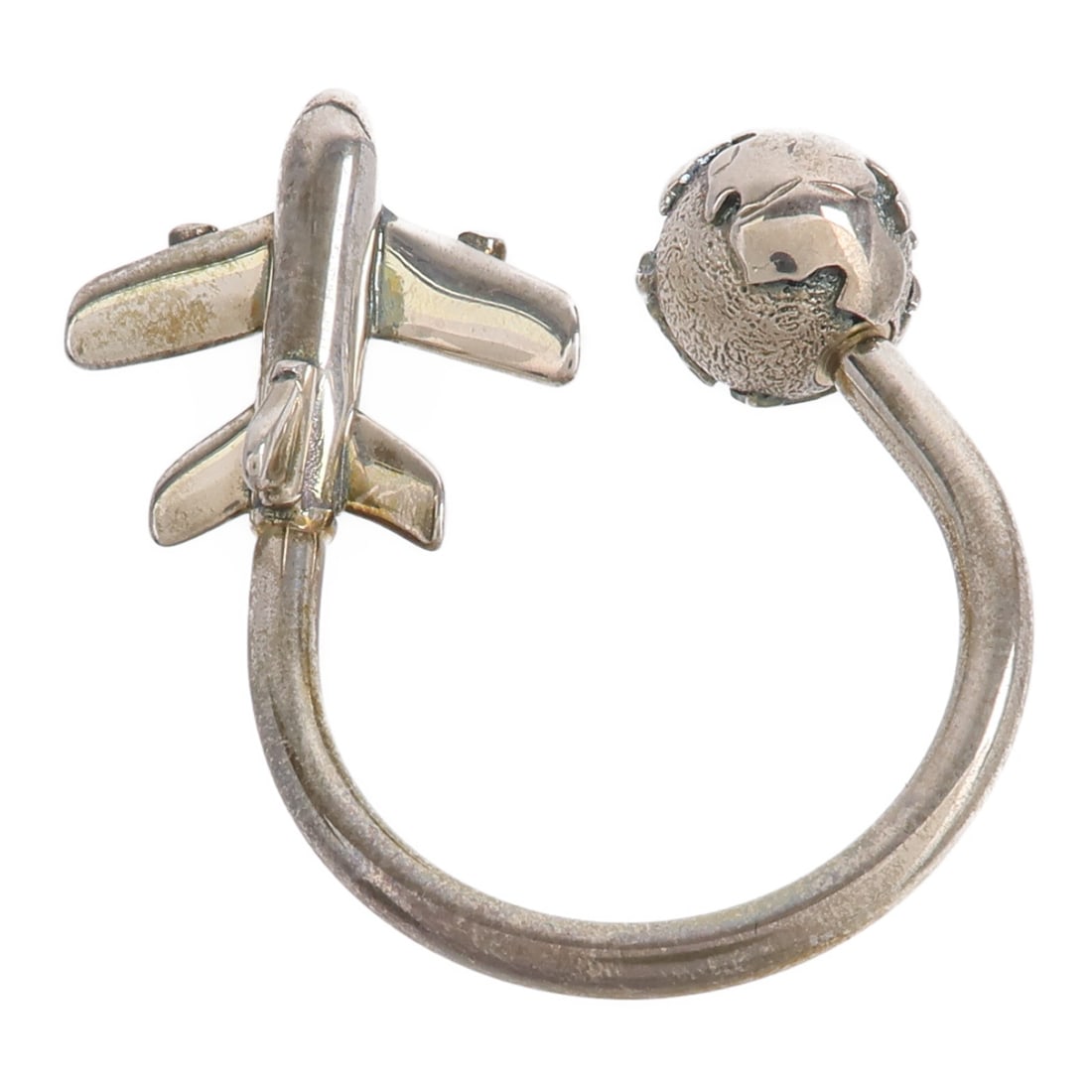 Tiffany Co 925 Sterling Silver Airplane Globe Key Ring (1 of 7)