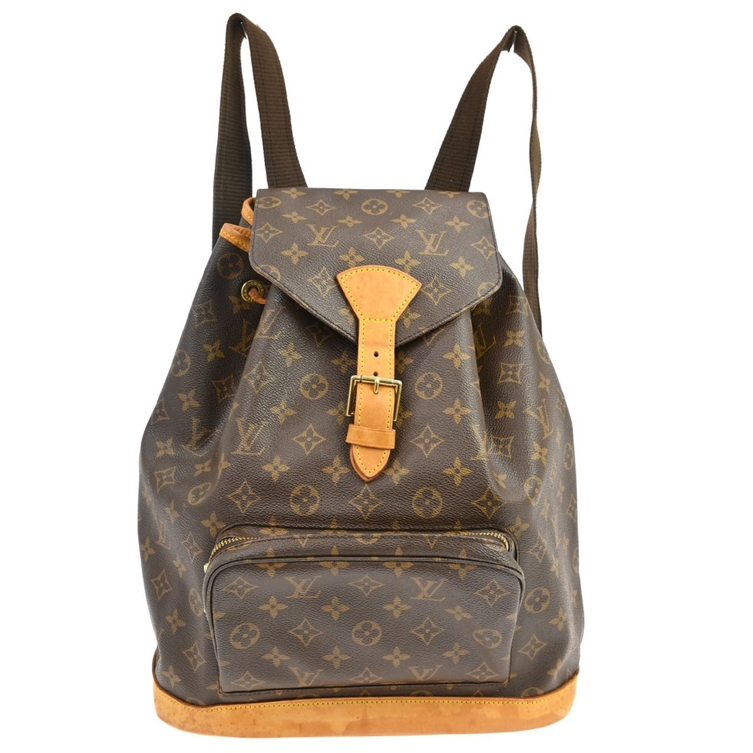Louis Vuitton Montsouris GM Monogram Canvas Backpack M51135: Louis Vuitton Montsouris GM Monogram Canvas Backpack M51135 Vintage Louis Vuitton Montsouris GM backpack in brown Monogram canvas with leather trim. This unisex bag features a buckle and drawstring cl