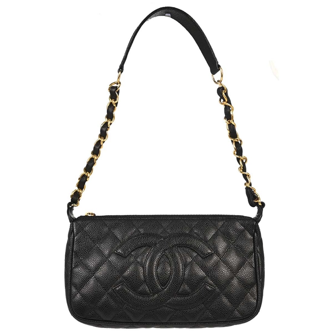 CHANEL Caviar Leather Small Shoulder Bag Black Italy: CHANEL Caviar Leather Small Shoulder Bag Black Italy Chanel black calfskin handbag in a small shoulder bag style. Made in Italy, this women's bag features a black leather exterior and a shoulder strap