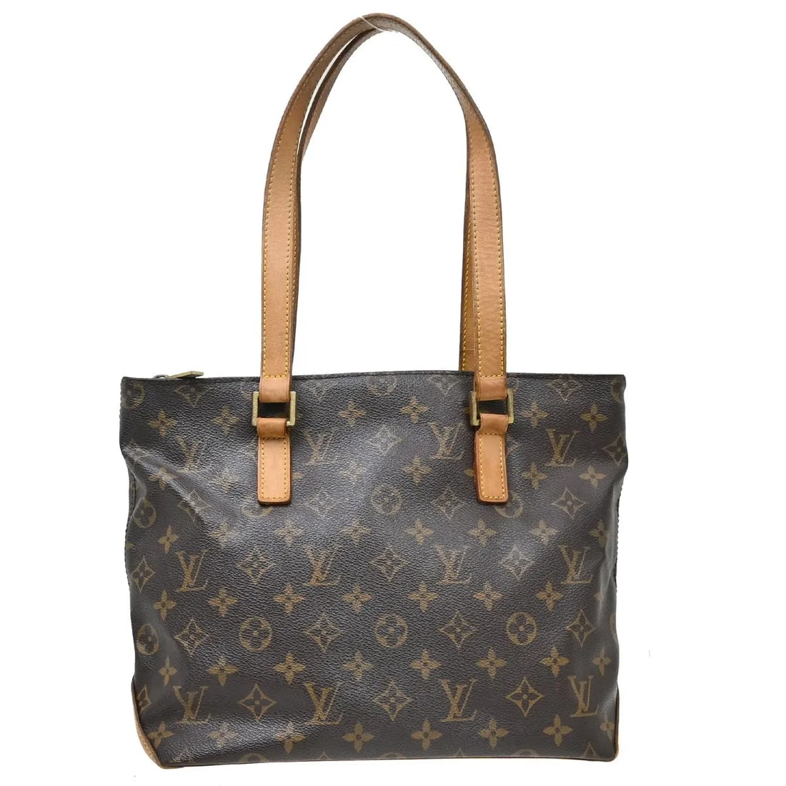 Louis Vuitton Cabas Mezzo Brown Monogram Canvas Tote: Louis Vuitton Cabas Mezzo Brown Monogram Canvas Tote Vintage Louis Vuitton Cabas Mezzo tote bag in brown monogram canvas. This women's bag is made in France and shows fair overall condition with visib