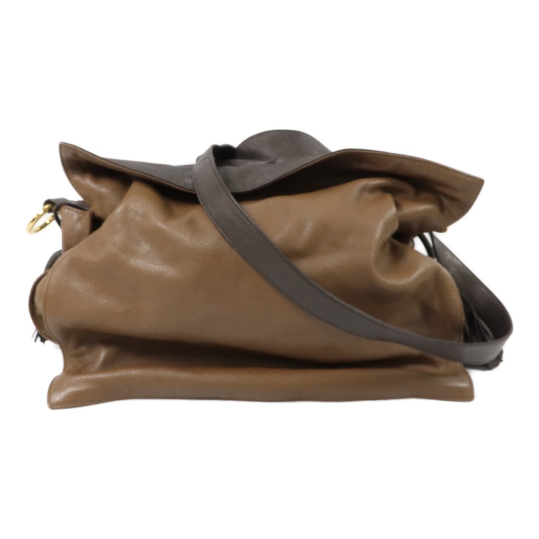 LOEWE Flamenco Large Brown Calfskin Shoulder Bag: LOEWE Flamenco Large Brown Calfskin Shoulder Bag LOEWE Flamenco large shoulder bag crafted in brown calfskin leather. This women's shoulder bag is made in Spain and shows reasonable wear and tear cons