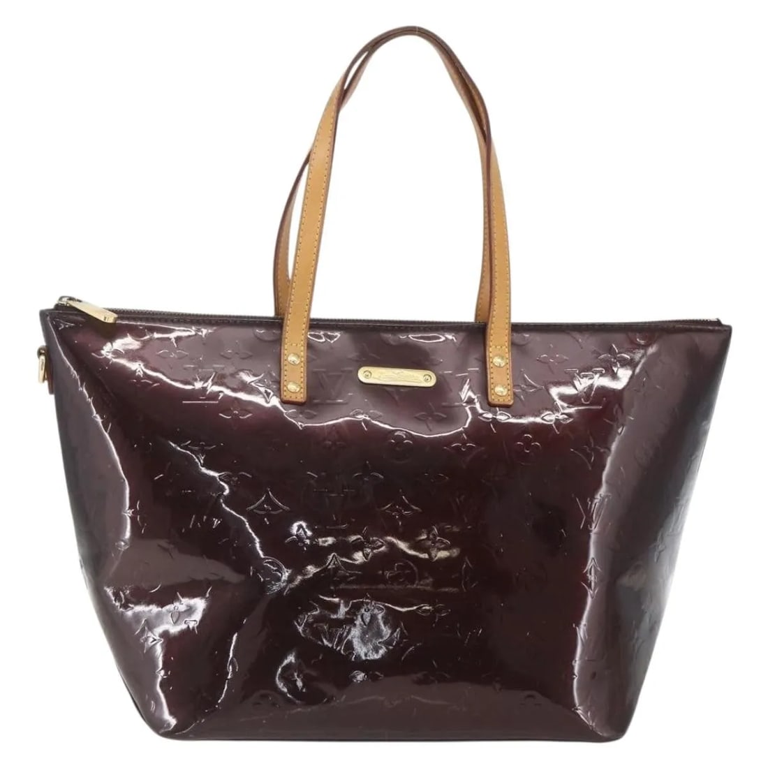Louis Vuitton Monogram Vernis Patent Leather Bellevue Bag 44x26x18cm: Louis Vuitton Monogram Vernis Patent Leather Bellevue Bag 44x26x18cm This Louis Vuitton Bellevue handbag for women features the classic Monogram Vernis patent leather in brown. It measures 44cm x 26cm