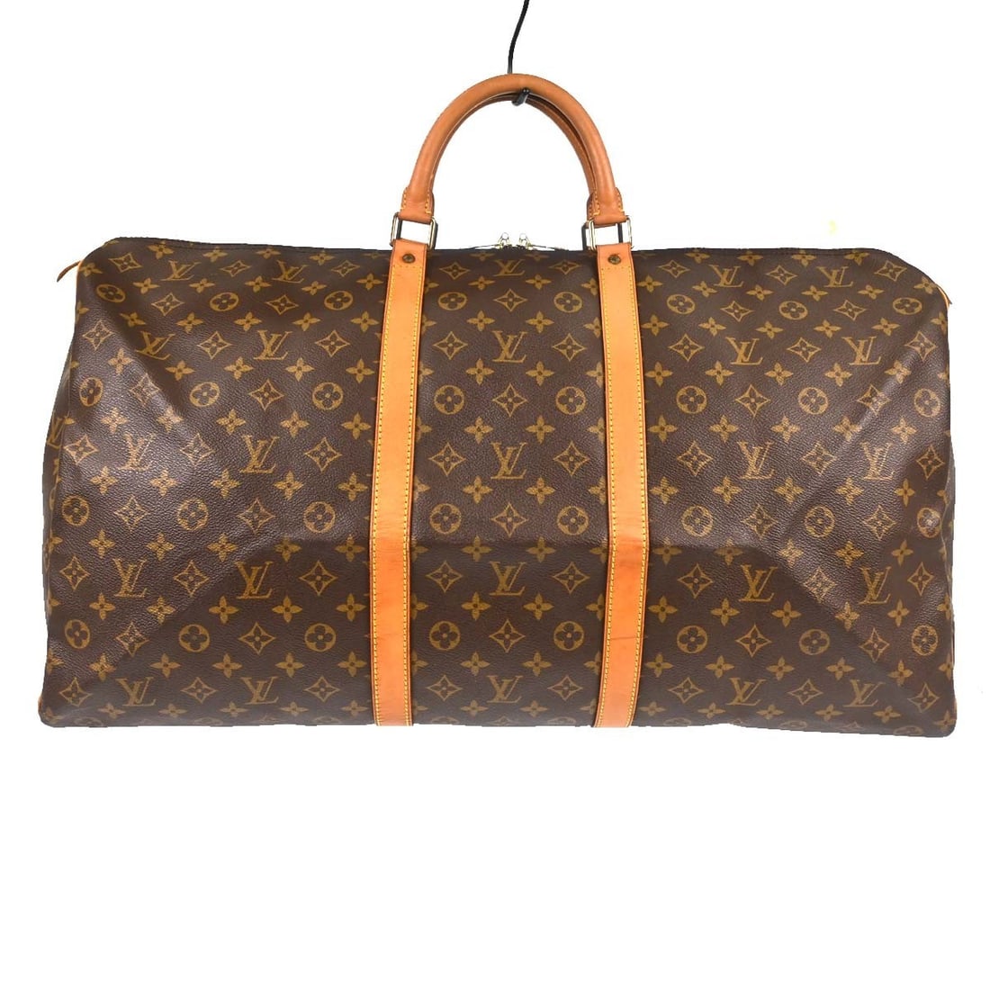Louis Vuitton Keepall 60 Monogram Canvas Duffle Bag M41422: Louis Vuitton Keepall 60 Monogram Canvas Duffle Bag M41422 Vintage Louis Vuitton Keepall 60 travel handbag in Monogram canvas with leather trim and double handles. This extra large duffle-style bag fe