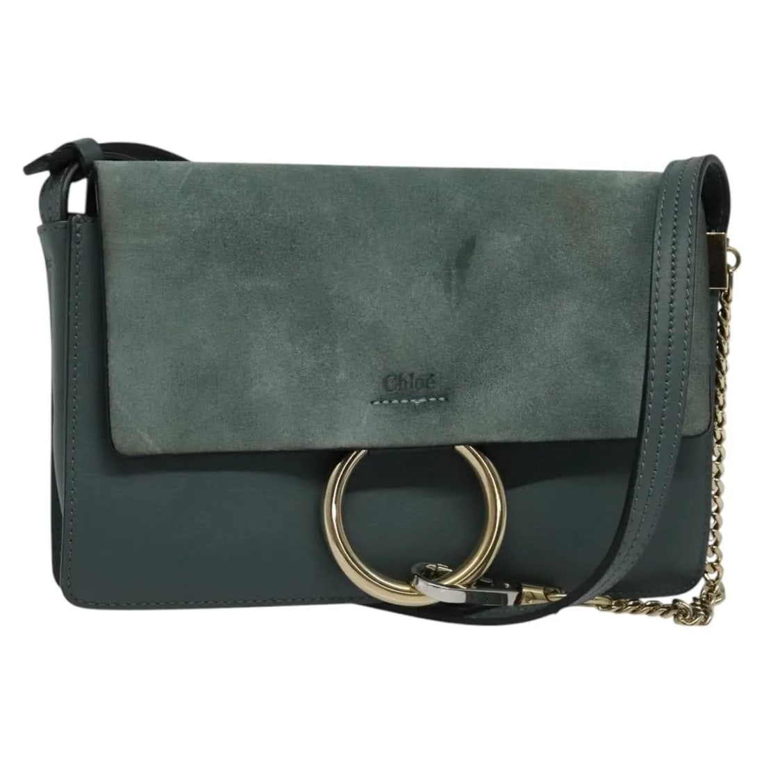 Chloe Faye blue suede shoulder bag 23cm x 13cm x 2cm: Chloe Faye blue suede shoulder bag 23cm x 13cm x 2cm This Chloe Faye Shoulder Bag features a stylish combination of leather and suede in blue. Designed for women, the bag is crafted in Spain and showc