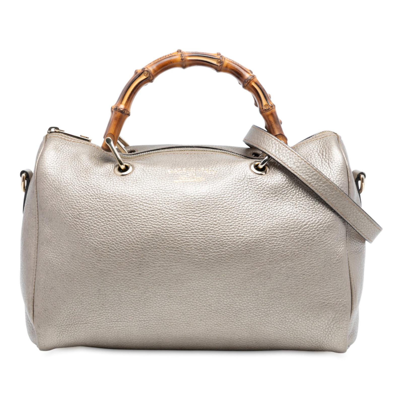 Gucci Bamboo Shopper Medium Leather Boston Satchel with Strap: Gucci Bamboo Shopper Medium Leather Boston Satchel with Strap The Gucci Medium Calfskin Bamboo Shopper Boston Bag features a leather body with bamboo top handles, a detachable and adjustable flat leat