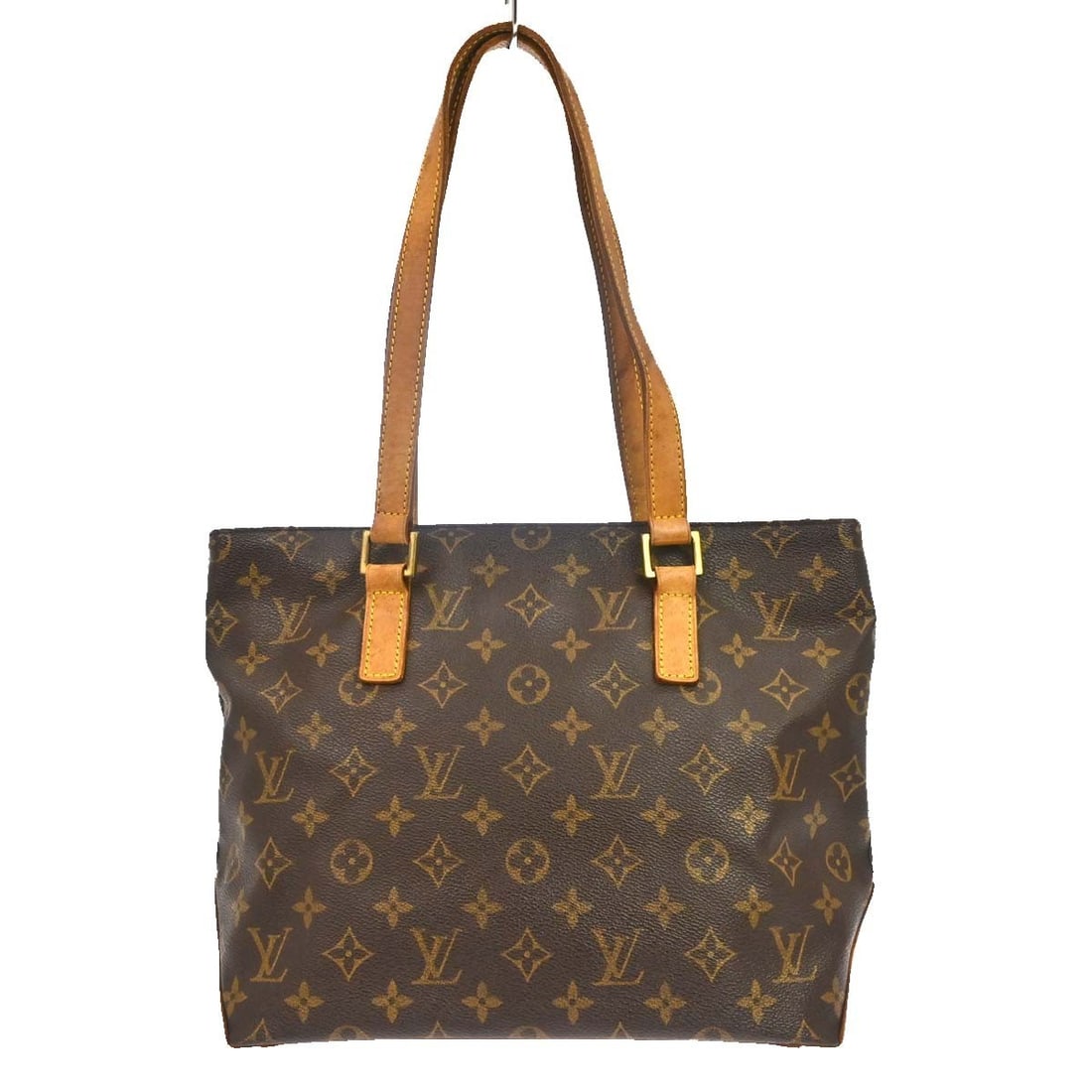 Louis Vuitton Cabas Piano Monogram Canvas Tote M51148 VI1011: Louis Vuitton Cabas Piano Monogram Canvas Tote M51148 VI1011 Vintage Louis Vuitton Cabas Piano tote bag in brown monogram canvas with leather trim and double handles. This medium zip-top handbag featu