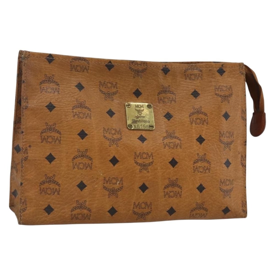 MCM Vicetos Logogram PVC Leather Clutch Purse Brown Gold (1 of 18)