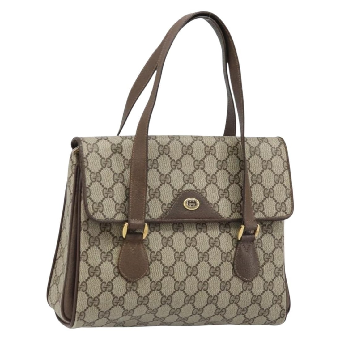 GUCCI 116 02 080 GG Supreme PVC Leather Hand Bag Beige Gold: GUCCI 116 02 080 GG Supreme PVC Leather Hand Bag Beige Gold Gucci GG Supreme handbag in gold and beige with leather and GG canvas construction. Made in Italy, this women's handbag has a structured top