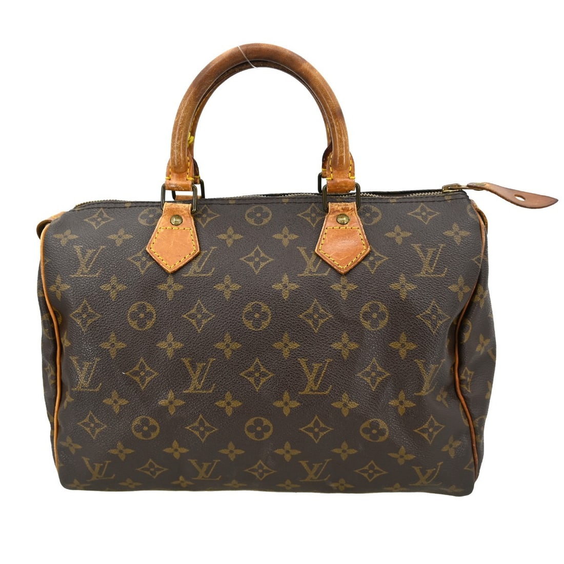Louis Vuitton Speedy 30 Monogram Canvas Satchel M41526: Louis Vuitton Speedy 30 Monogram Canvas Satchel M41526 Vintage Louis Vuitton Speedy 30 handbag in brown monogram canvas with leather double handles and a zip closure. This satchel/top handle bag featu