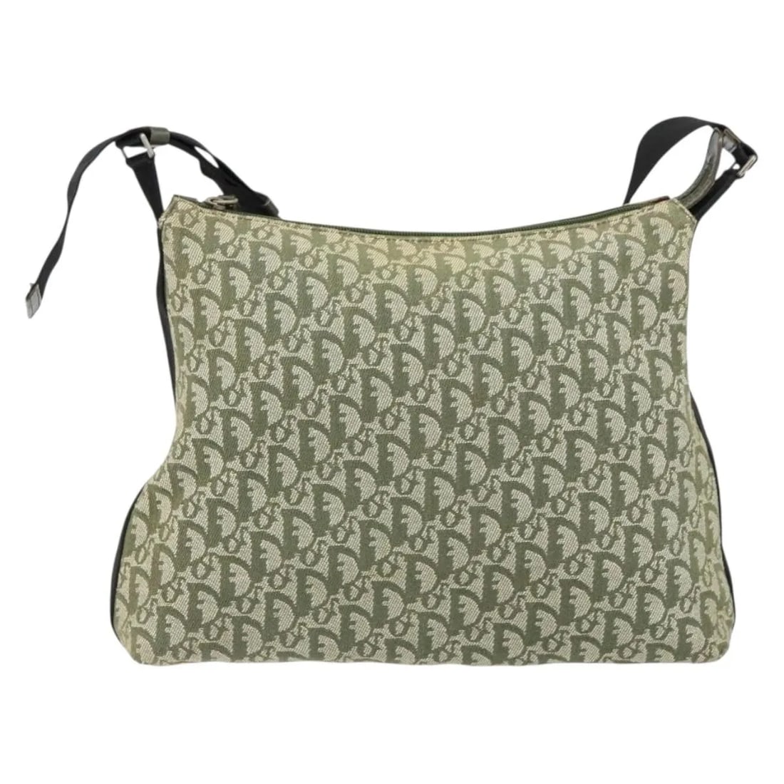 Christian Dior Vintage Trotter Shoulder Bag Green Canvas: Christian Dior Vintage Trotter Shoulder Bag Green Canvas This pre-owned Christian Dior Vintage Trotter shoulder bag features green canvas material and is designed for women. The bag shows signs of use