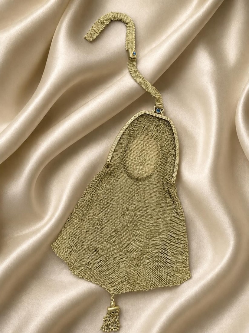 Victorian 14k Gold Mesh Coin Purse With Mirror (1 of 9)