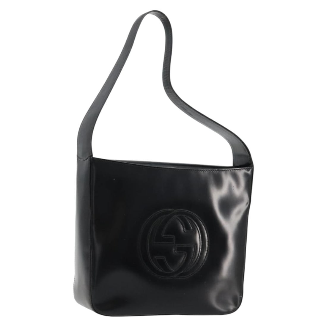Gucci 000 0506 1013 Patent Leather Shoulder Purse Black Silver: Gucci 000 0506 1013 Patent Leather Shoulder Purse Black Silver Gucci women's shoulder bag in black patent leather with silver-tone accents. Made in Italy, this shoulder bag is offered as the item only