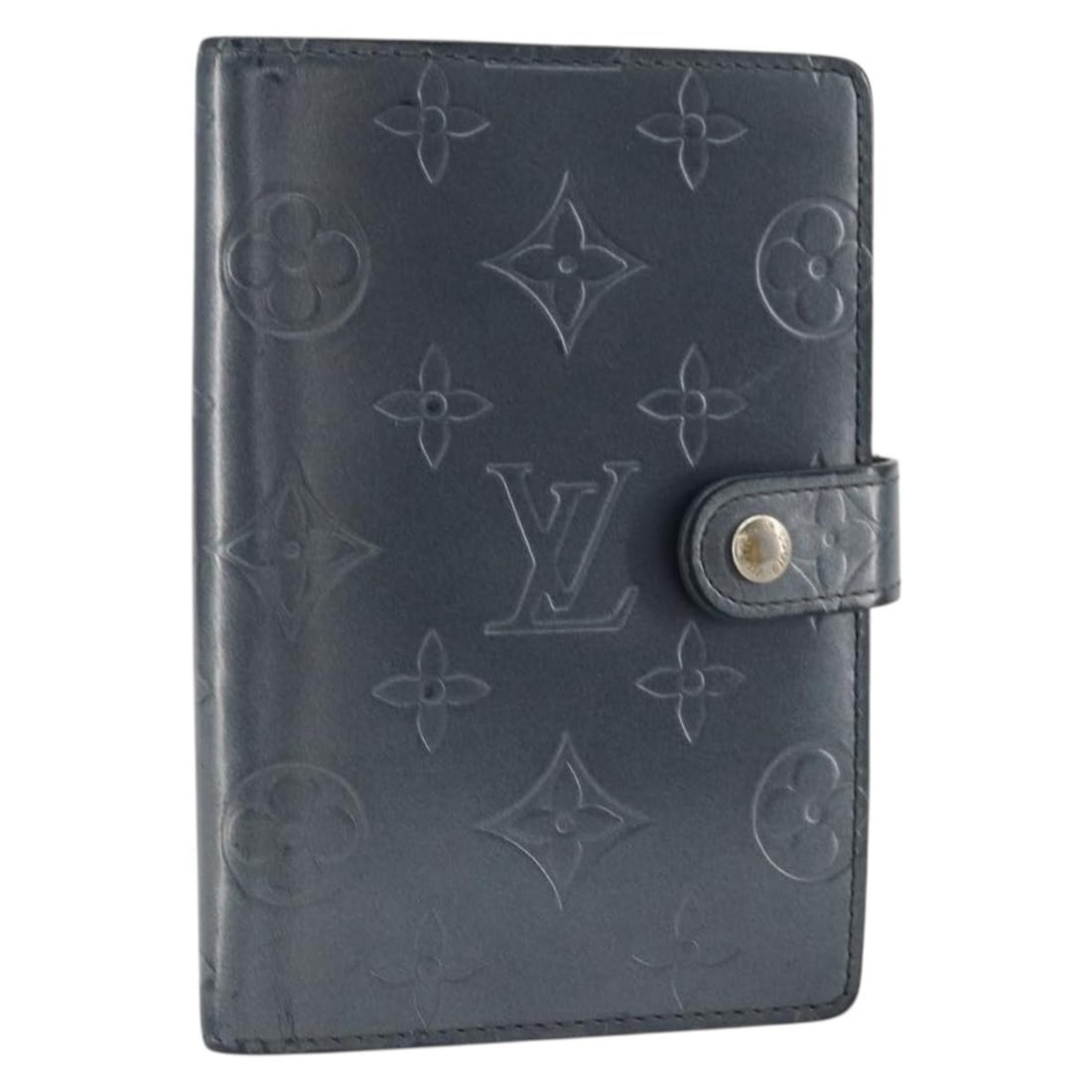 Blue Monogram Mat Canvas Agenda PM Day Planner Cover R20935 by Louis Vuitton: Blue Monogram Mat Canvas Agenda PM Day Planner Cover R20935 by Louis Vuitton This Louis Vuitton Monogram Mat Agenda PM day planner cover is crafted from blue Monogram Mat canvas and features a compact