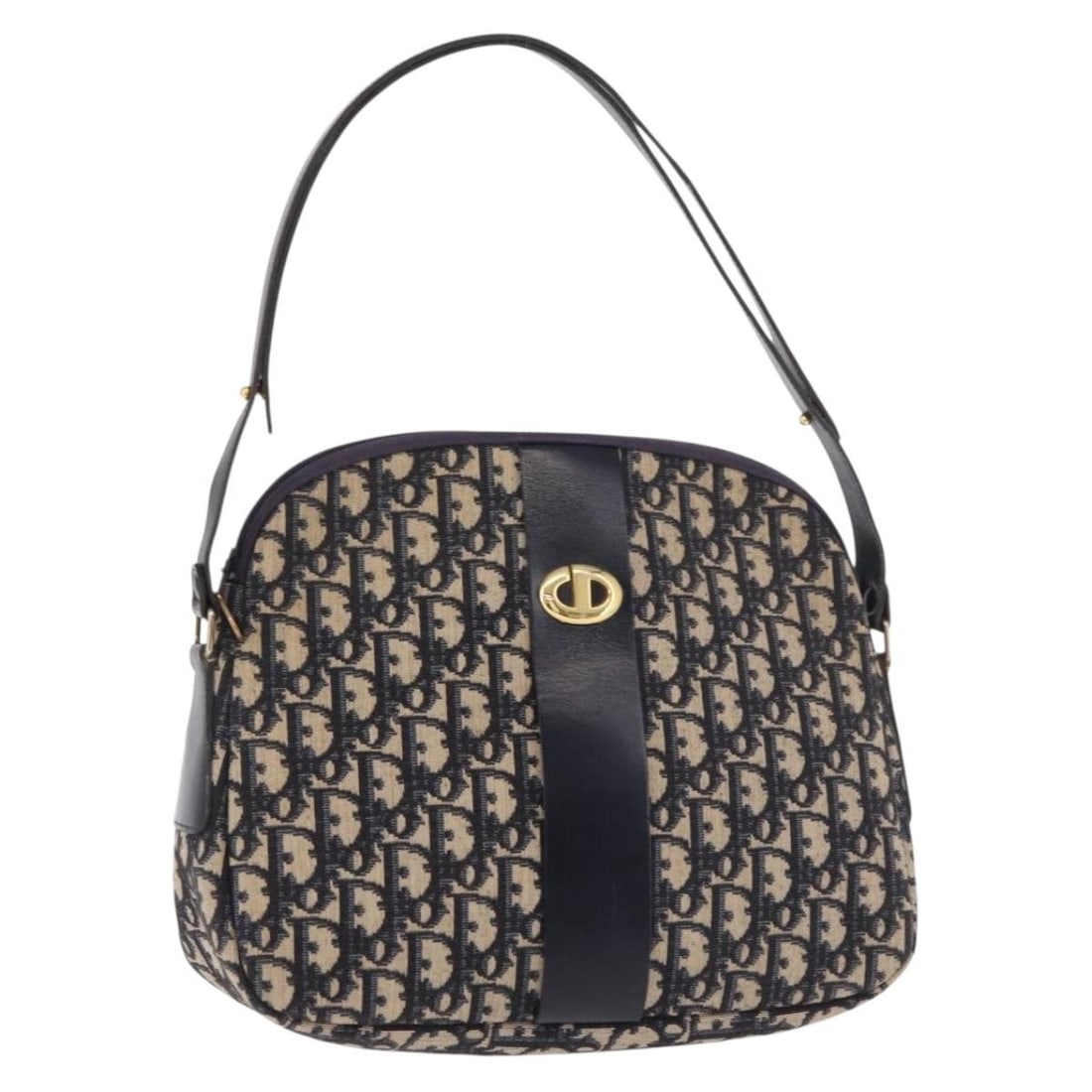Christian Dior Navy Gold Trotter Canvas Shoulder Bag: Christian Dior Navy Gold Trotter Canvas Shoulder Bag Christian Dior shoulder bag in navy and gold Trotter canvas, made in France. This women's bag includes a shoulder strap and is offered without the 