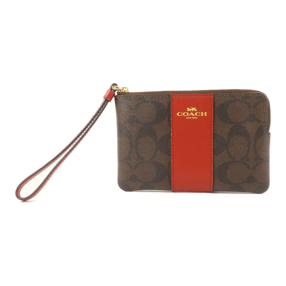 COACH 58035 Brown Red Coated Canvas Women's Pouch (1 of 16)