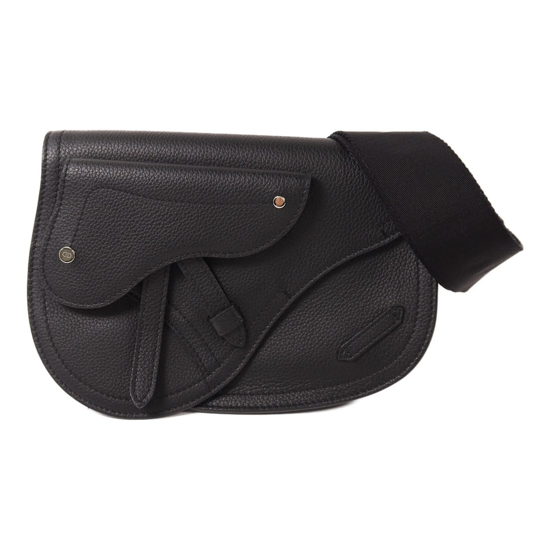 Dior Saddle Black Calfskin Shoulder Bag: Dior Saddle Black Calfskin Shoulder Bag This Christian Dior Saddle shoulder bag is crafted from black calfskin leather, offering a sleek and timeless look. Designed for men, the bag features a compact