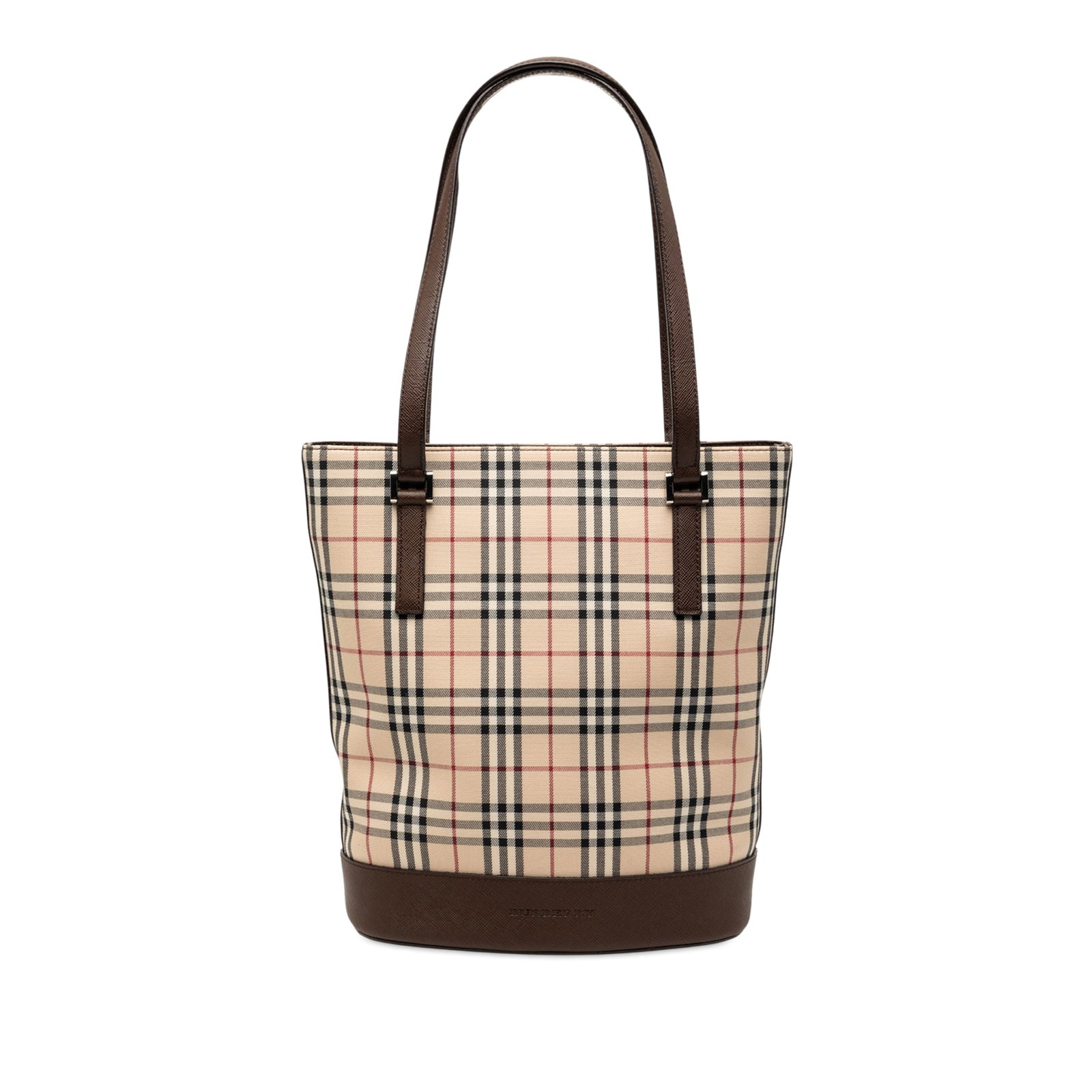 Burberry House Check canvas bucket handbag with leather trim (1 of 7)
