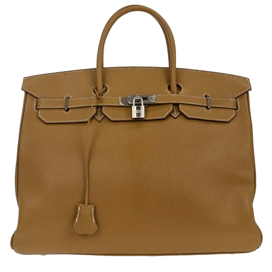 Hermes Birkin 40 Beige Chevre Coromandel Leather Handbag: Hermes Birkin 40 Beige Chevre Coromandel Leather Handbag Hermes Birkin 40 handbag in beige Chevre Coromandel leather with double handles and a flap turn-lock closure. This large handbag features leath