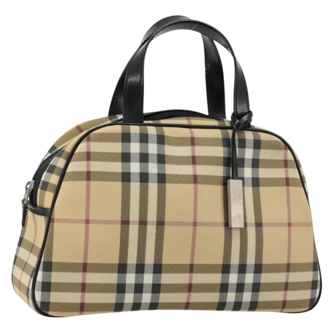 Burberry Nova Check PVC Boston Bag Beige Silver Italy: Burberry Nova Check PVC Boston Bag Beige Silver Italy This Burberry Boston bag features the signature Nova Check pattern in beige and silver tones, crafted from durable PVC leather. Designed for women
