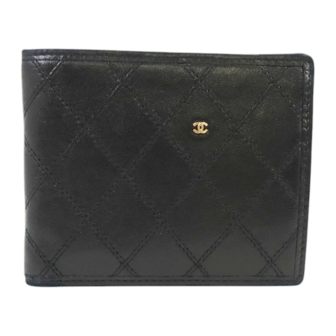 Chanel Vintage Black Lambskin Leather CC Bifold Wallet: Chanel Vintage Black Lambskin Leather CC Bifold Wallet This CHANEL CC vintage bi-fold wallet is crafted from black lambskin leather and features a classic design. Made in France, it is designed for me